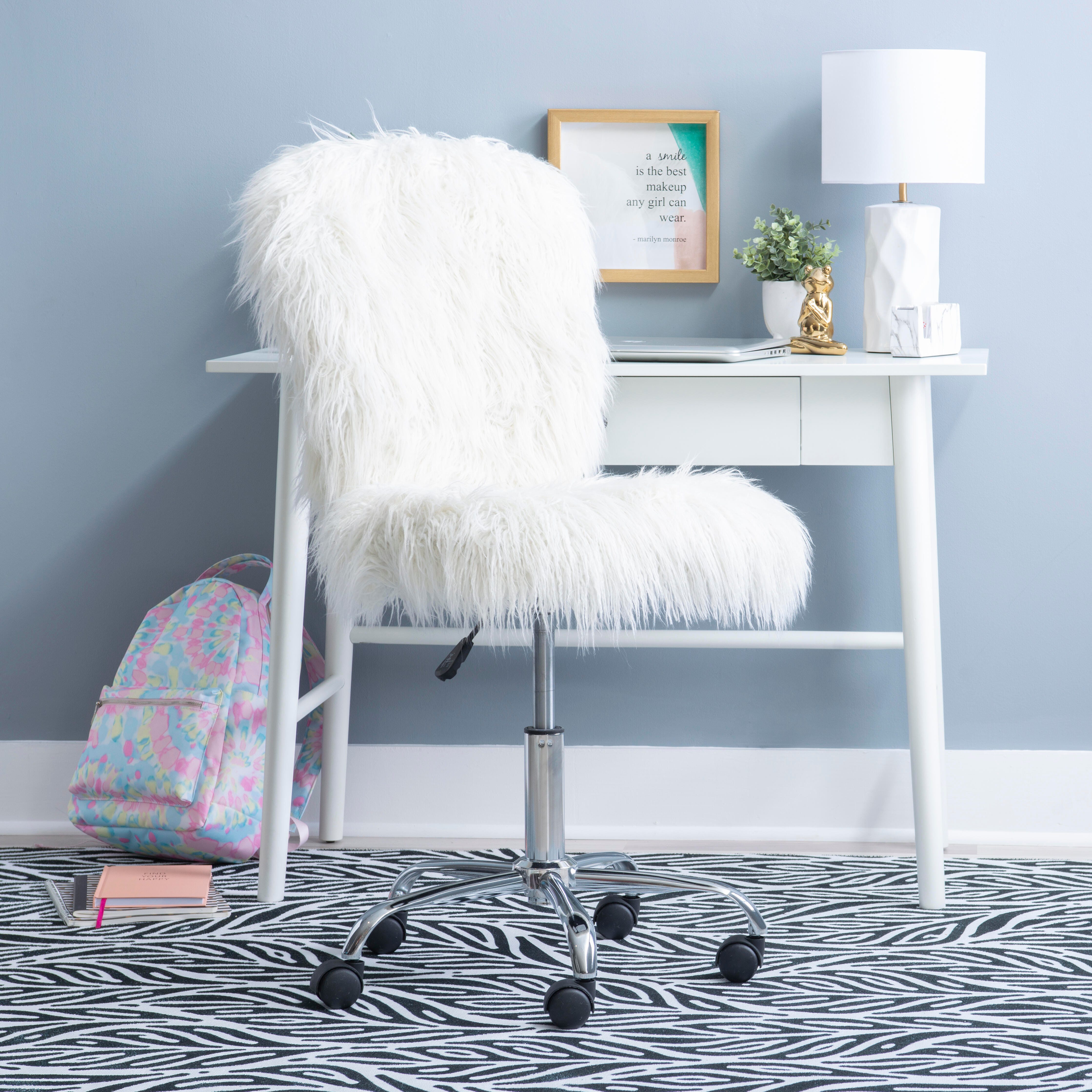 Linon Armless Office Chair, White, large