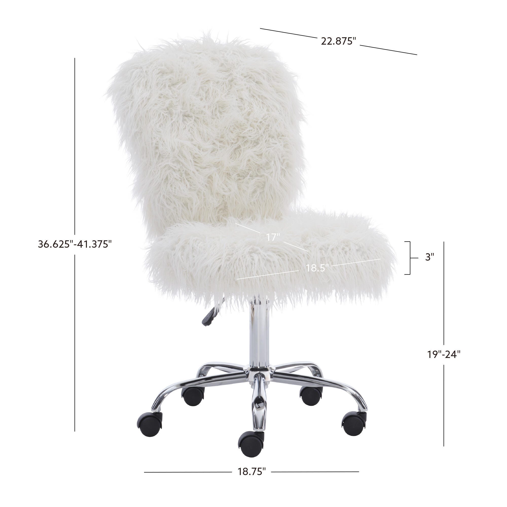 Linon Armless Office Chair, White, large