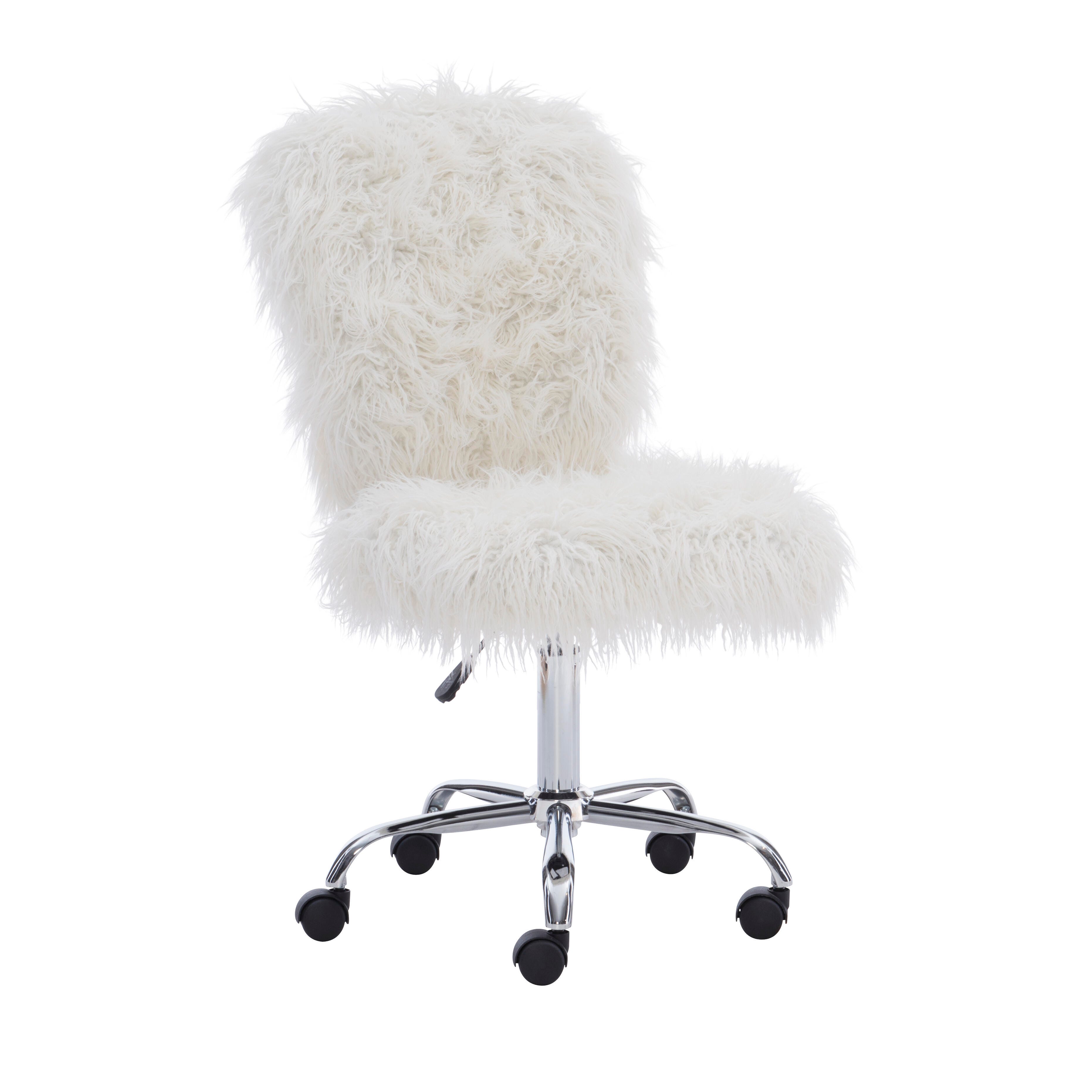 Linon Armless Office Chair, White, large