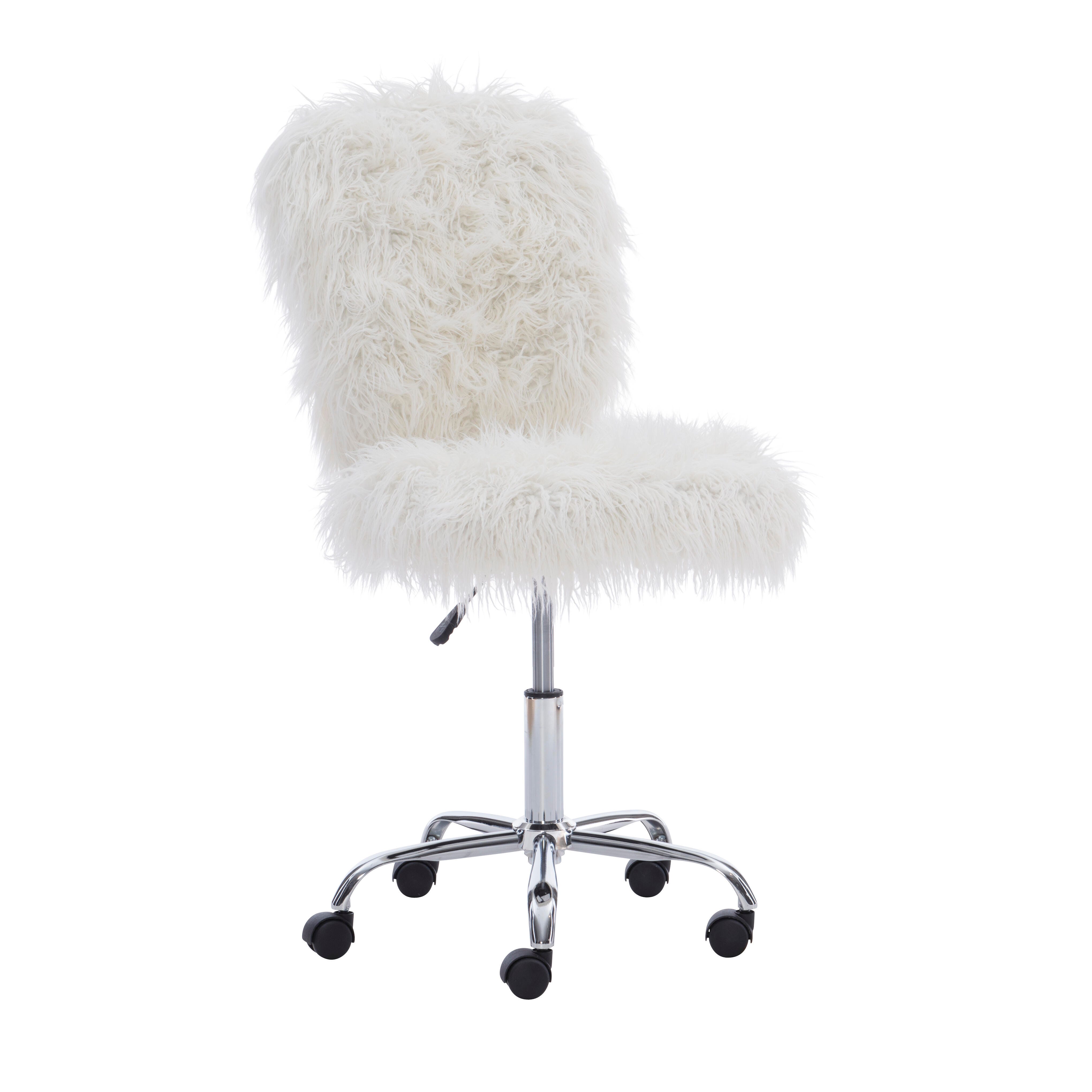 Linon Armless Office Chair, White, large