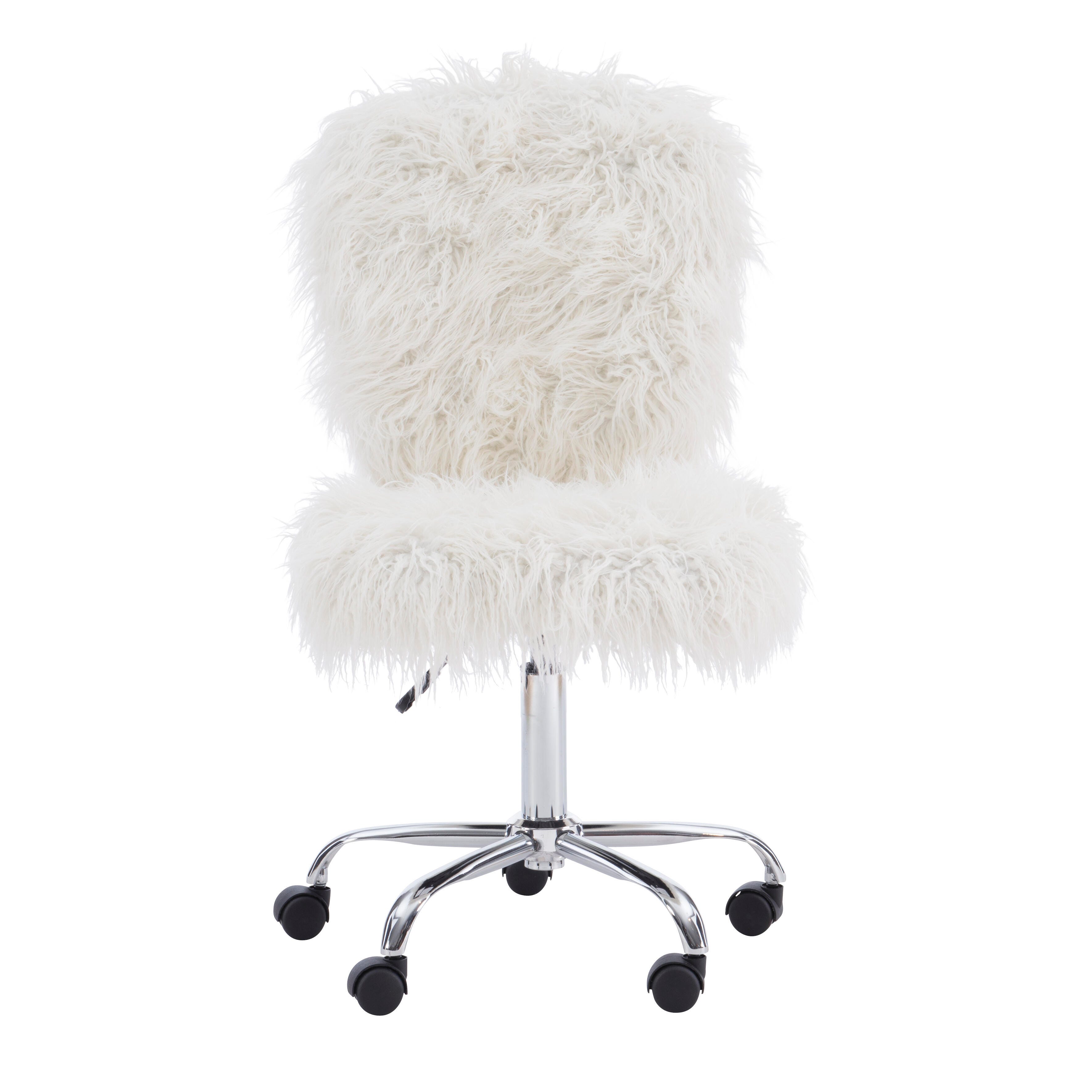 Linon Armless Office Chair, White, large