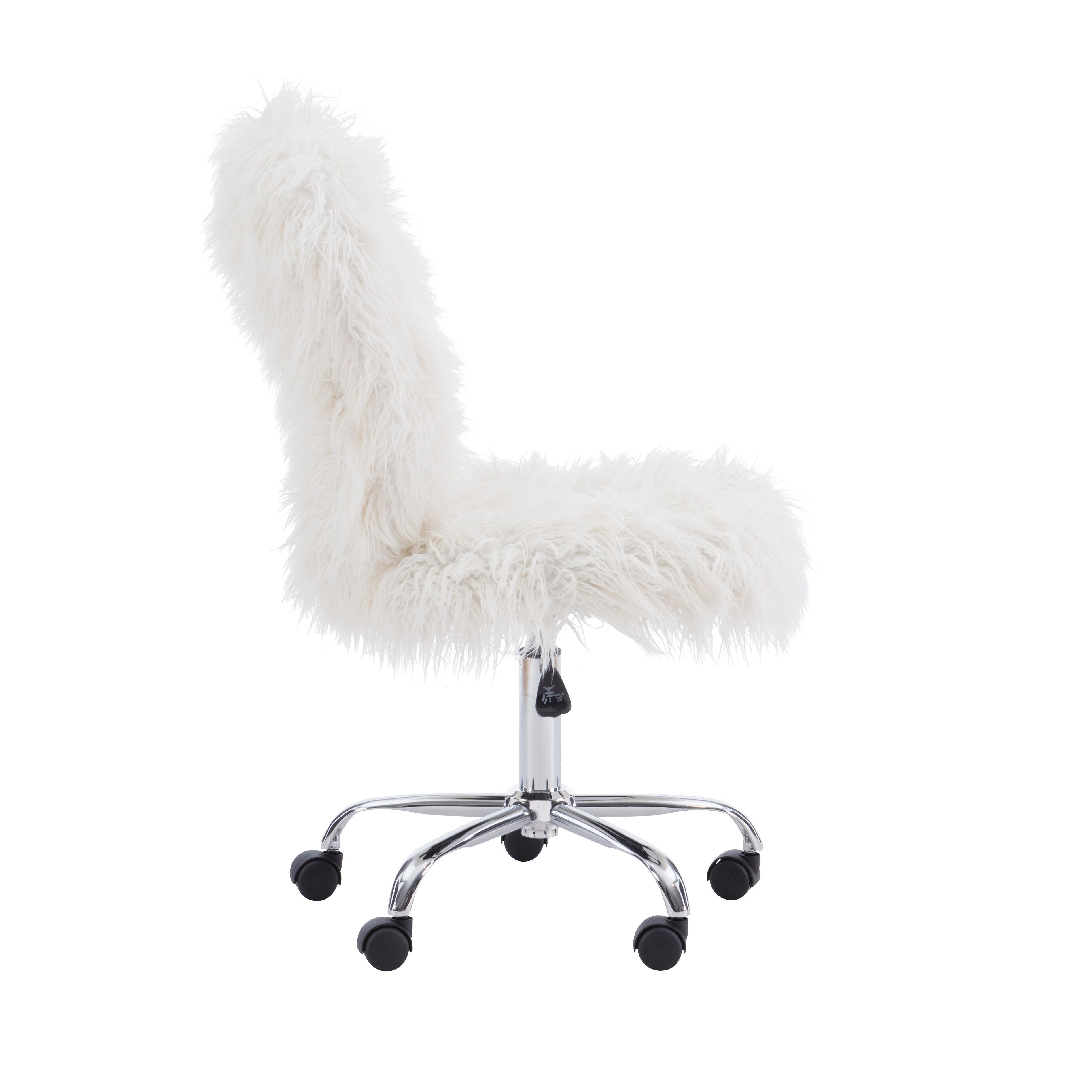 Linon Armless Office Chair, White, large