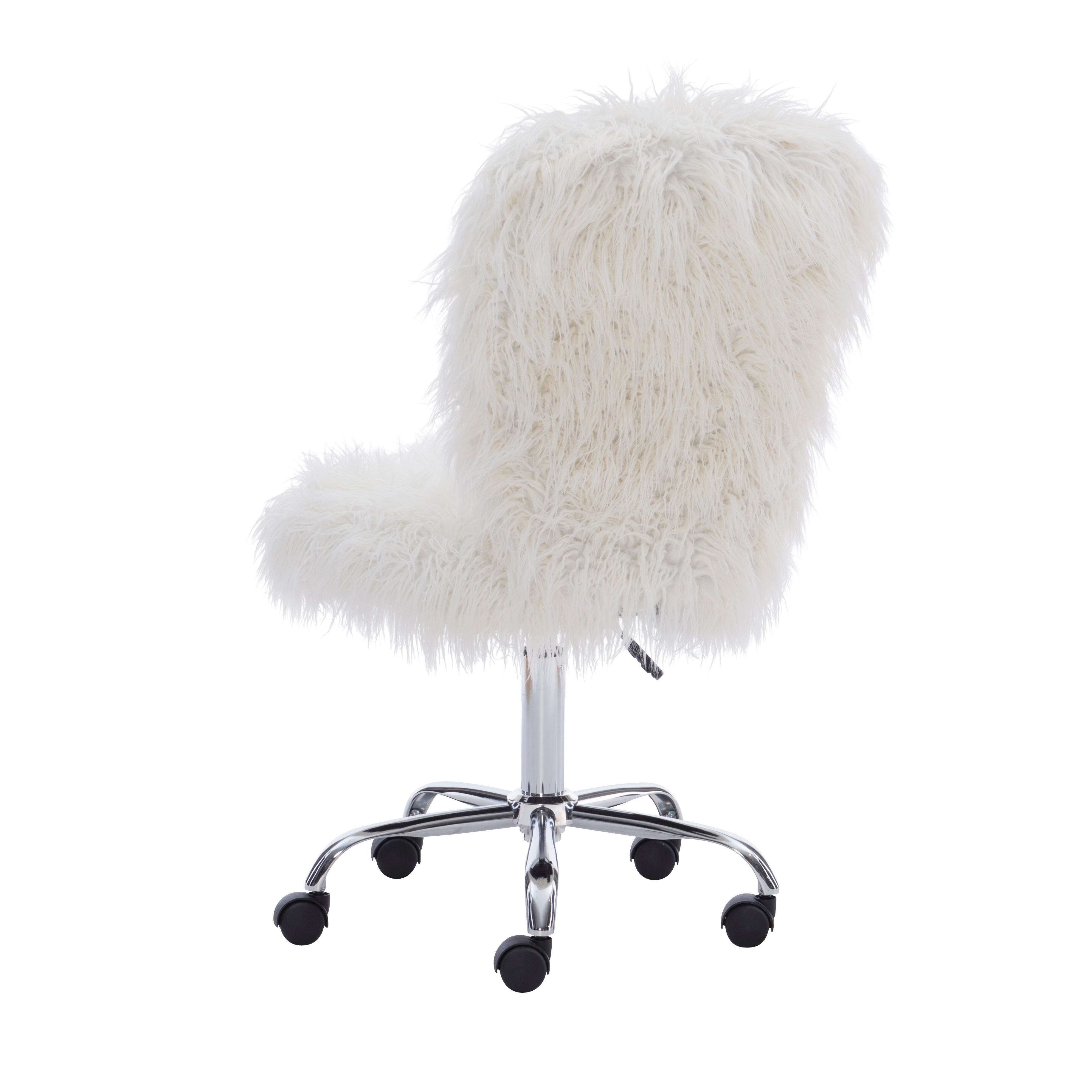 Linon Armless Office Chair, White, large