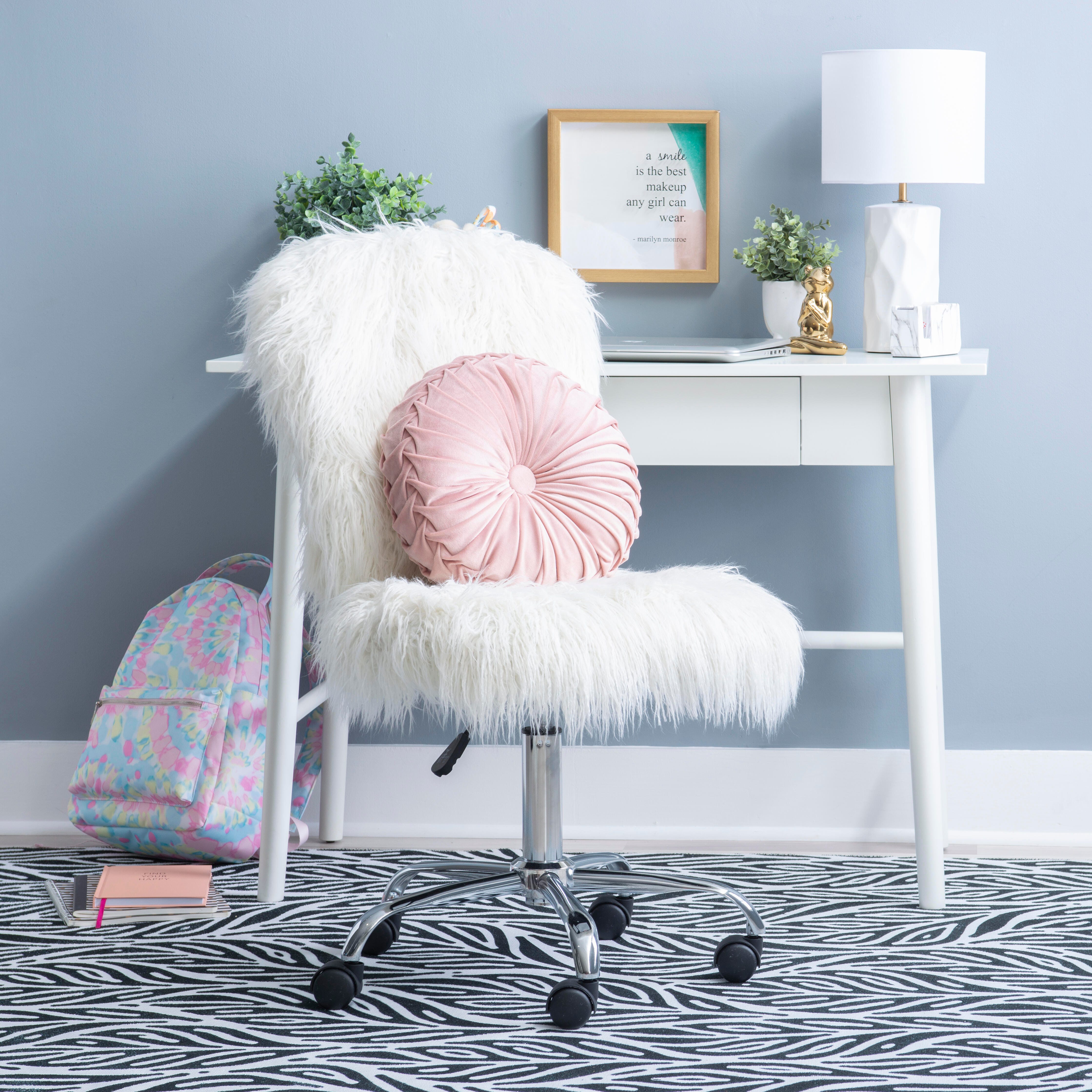Linon Armless Office Chair, White, large