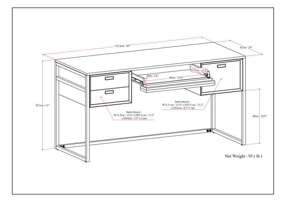 Simpli Home Richmond 60" Desk, , large