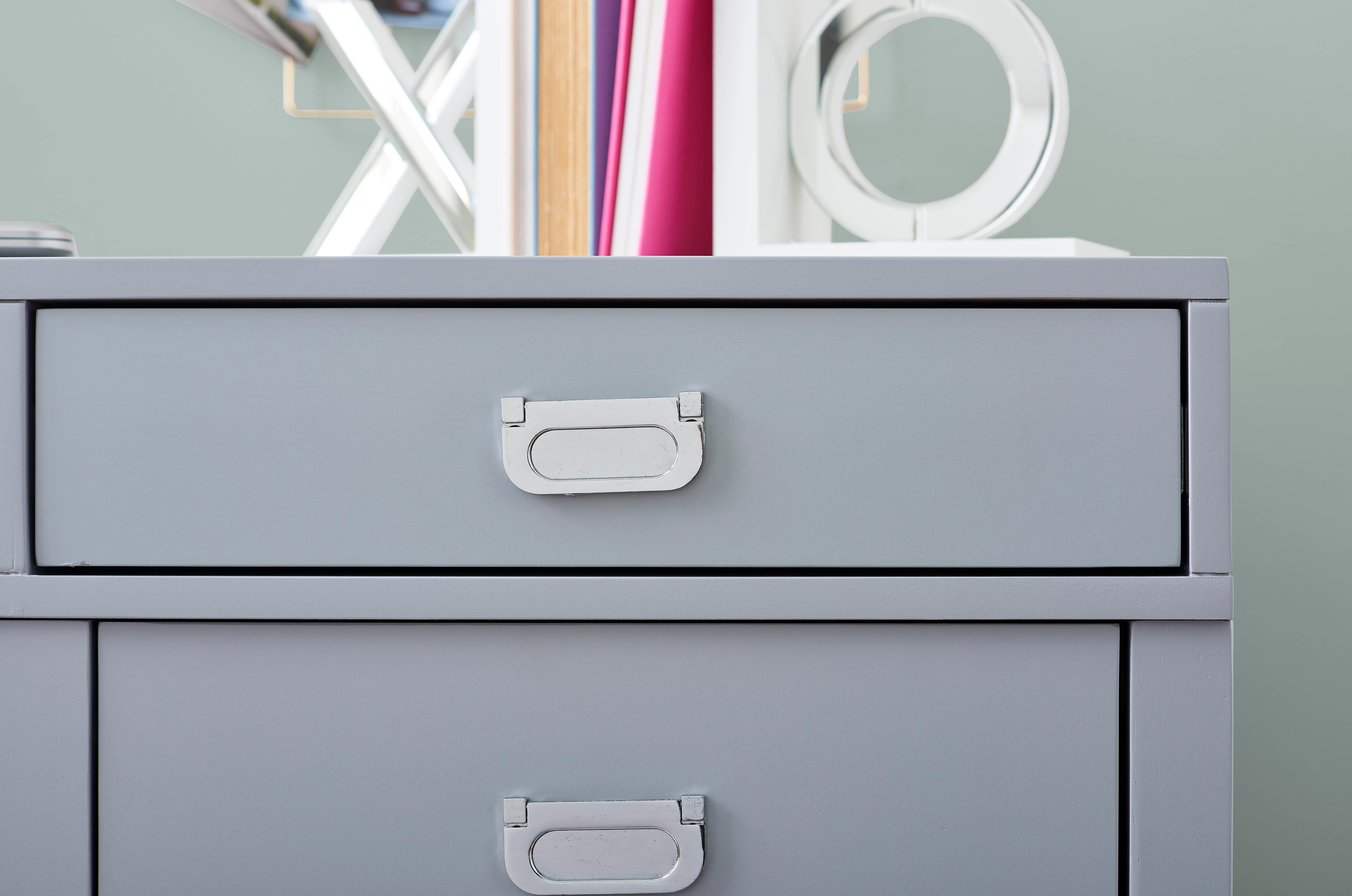 Linon Paige Side Storage Desk, Gray, large