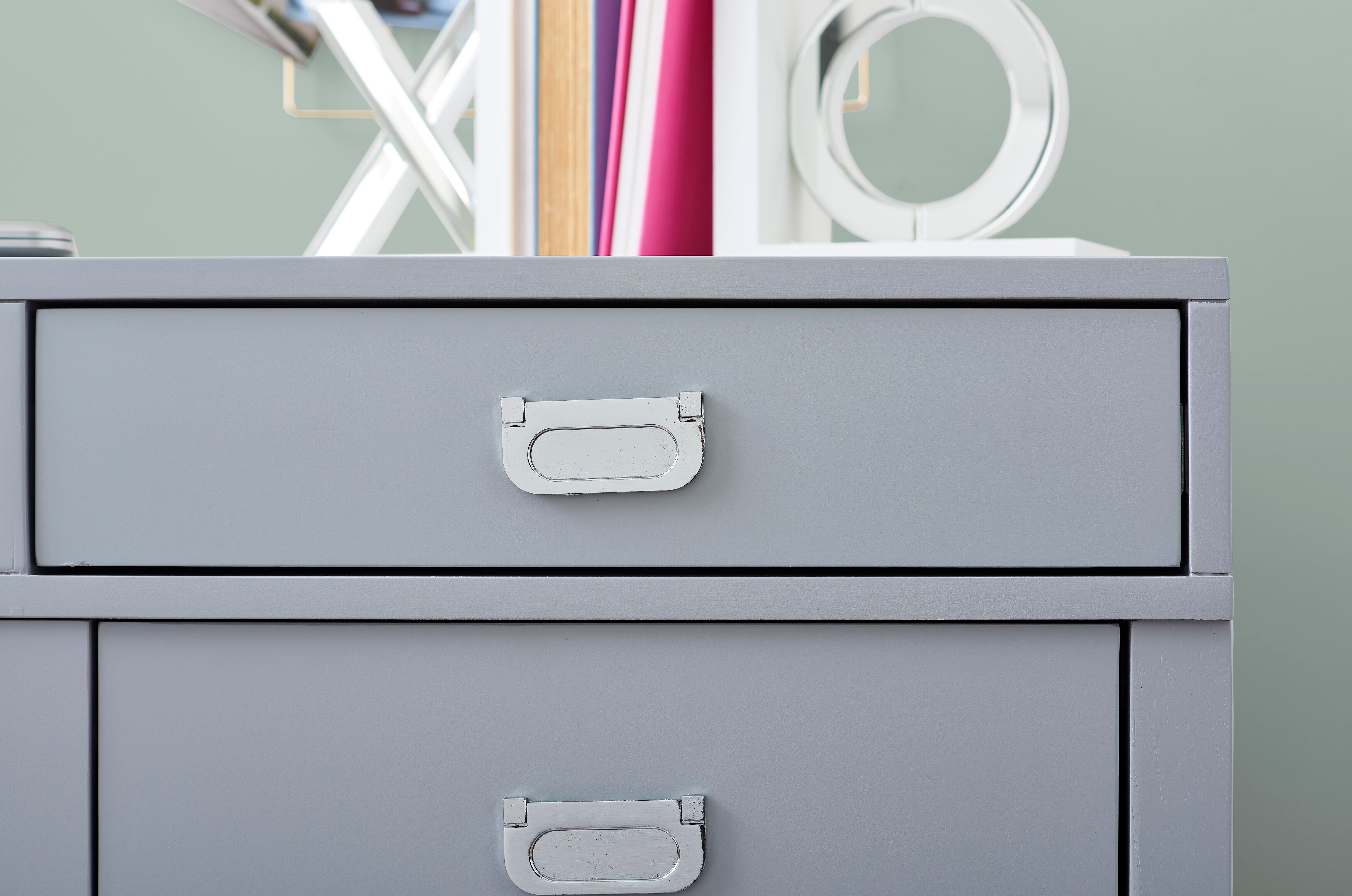 Linon Paige Side Storage Desk, Gray, large