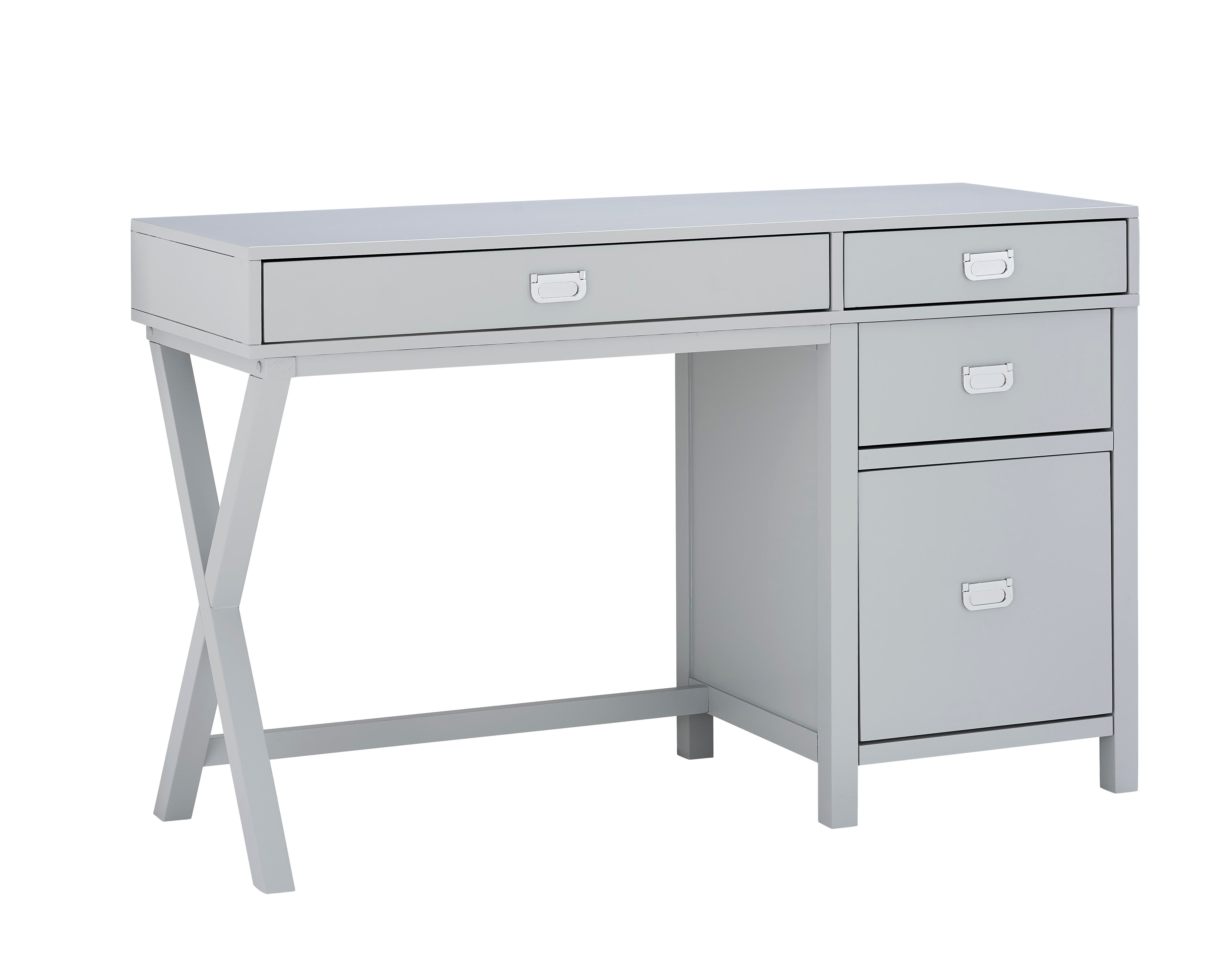 Linon Paige Side Storage Desk, Gray, large