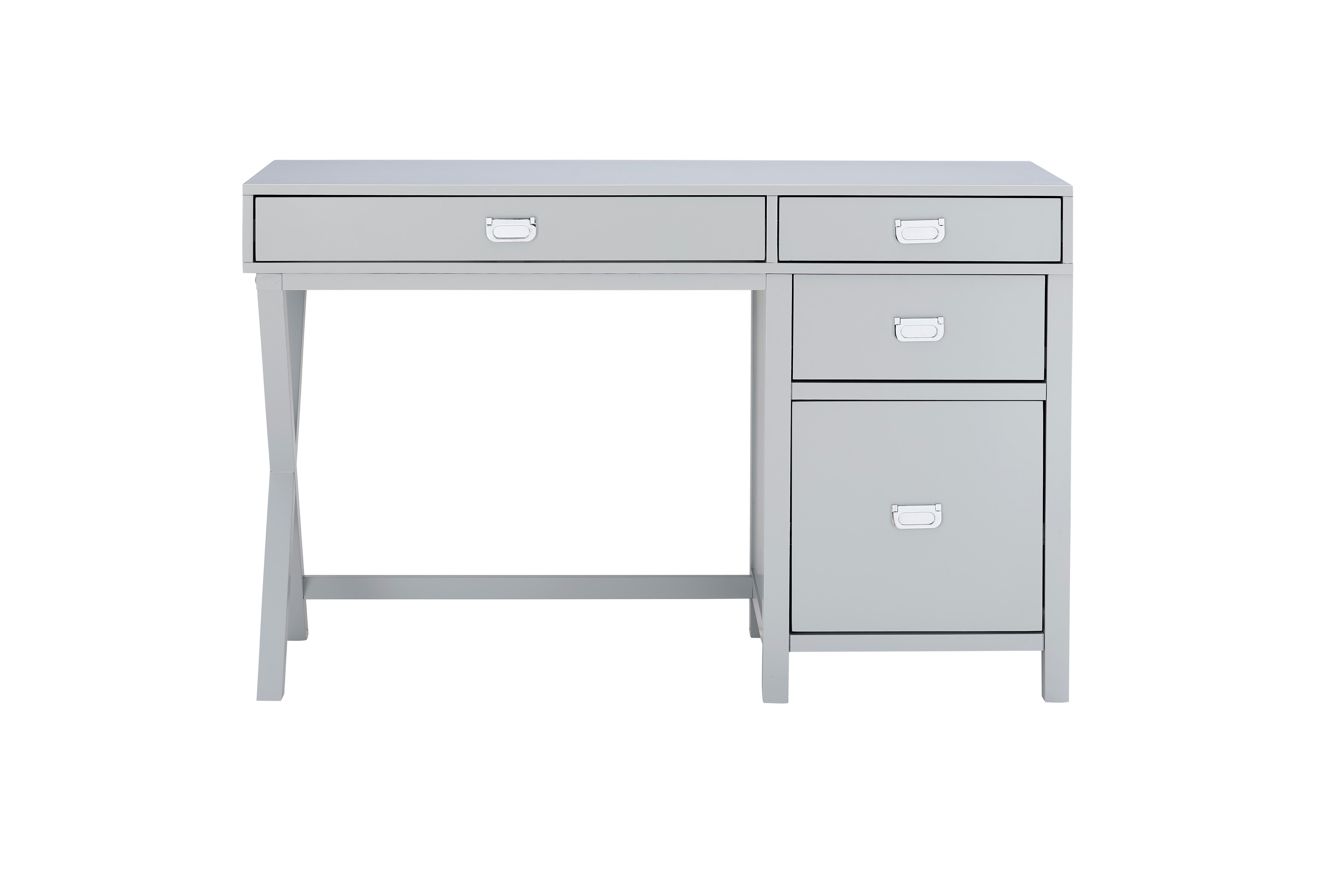 Linon Paige Side Storage Desk, Gray, large