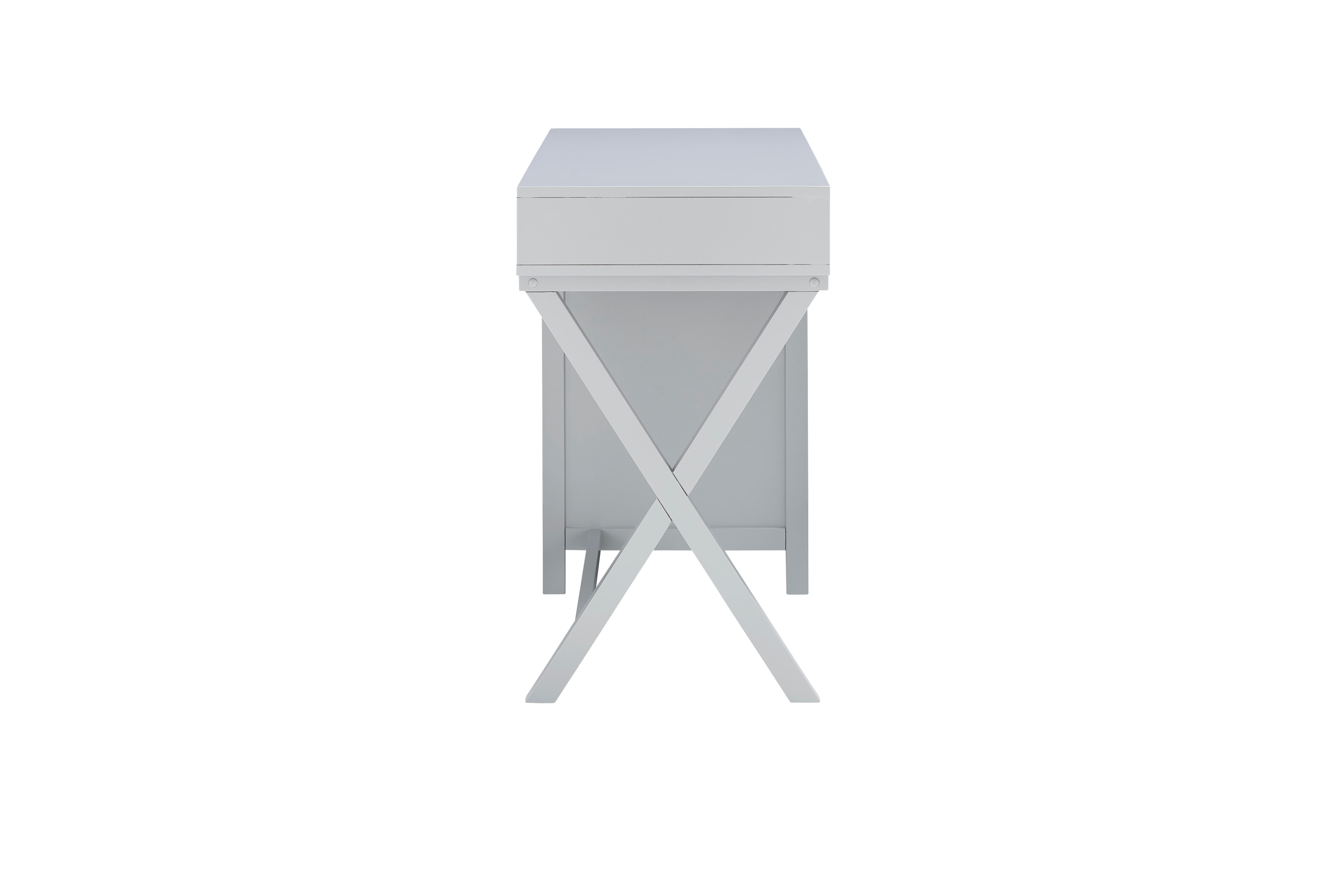 Linon Paige Side Storage Desk, Gray, large