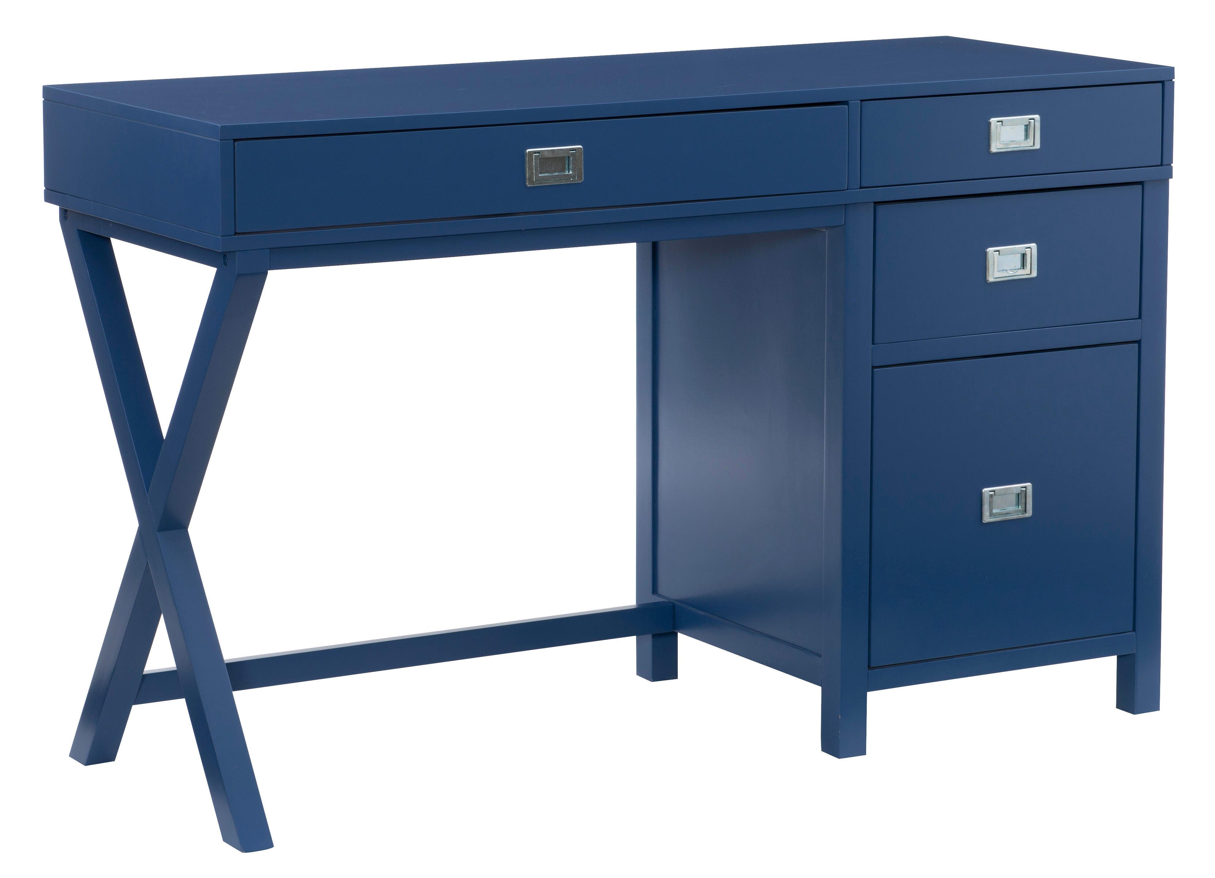 Linon Paige Side Storage Desk, Navy, large
