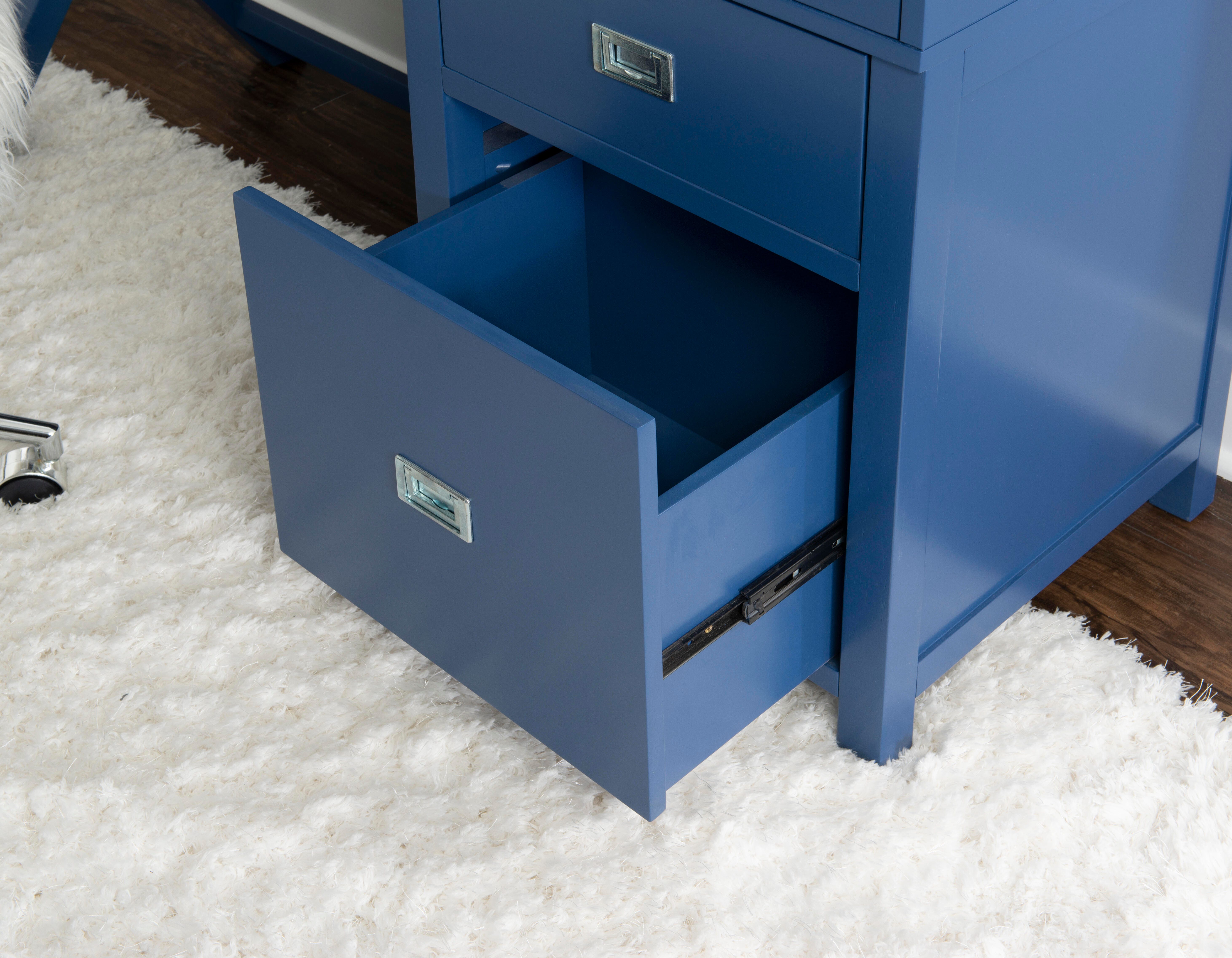 Linon Paige Side Storage Desk, Navy, large