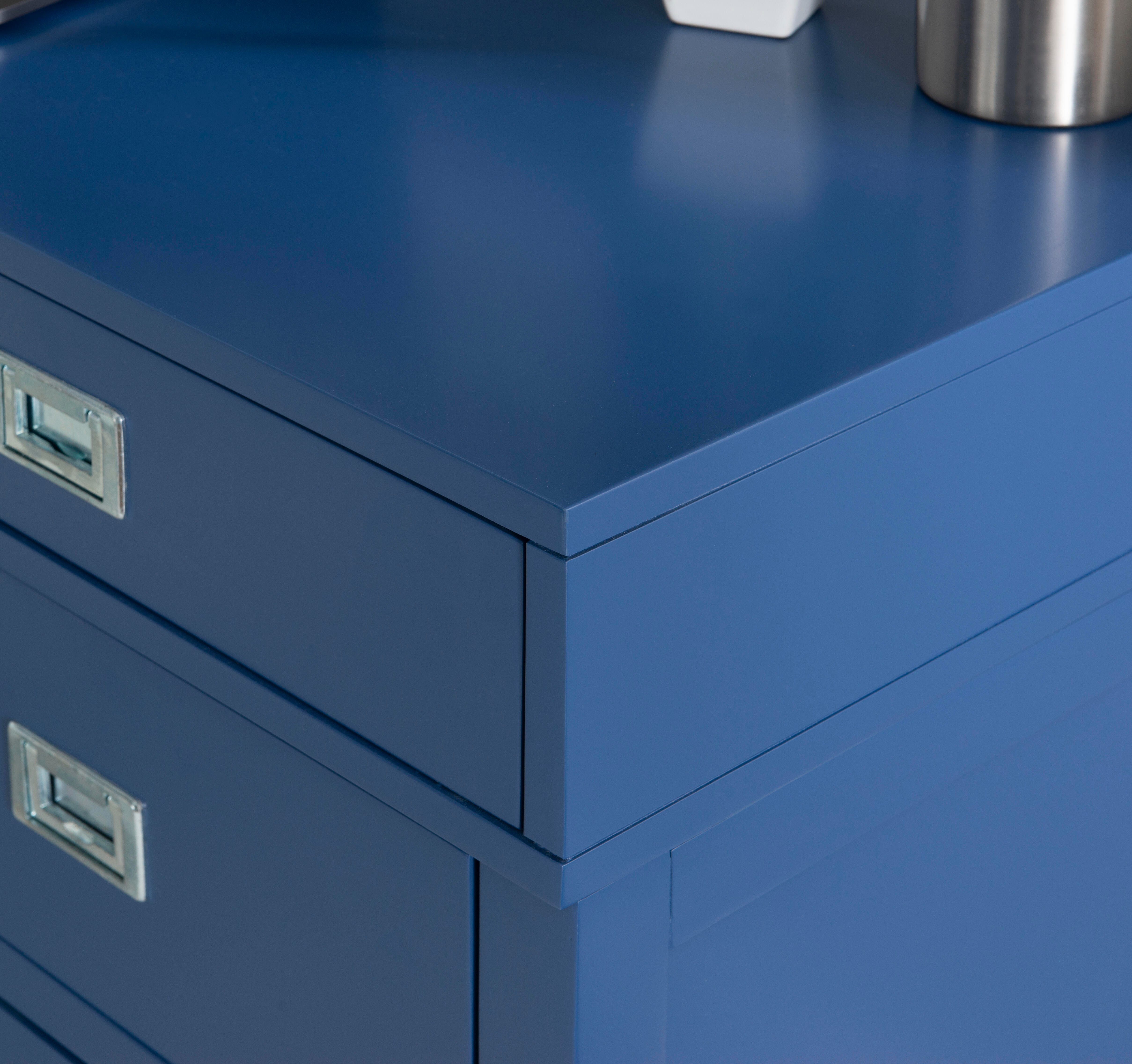 Linon Paige Side Storage Desk, Navy, large