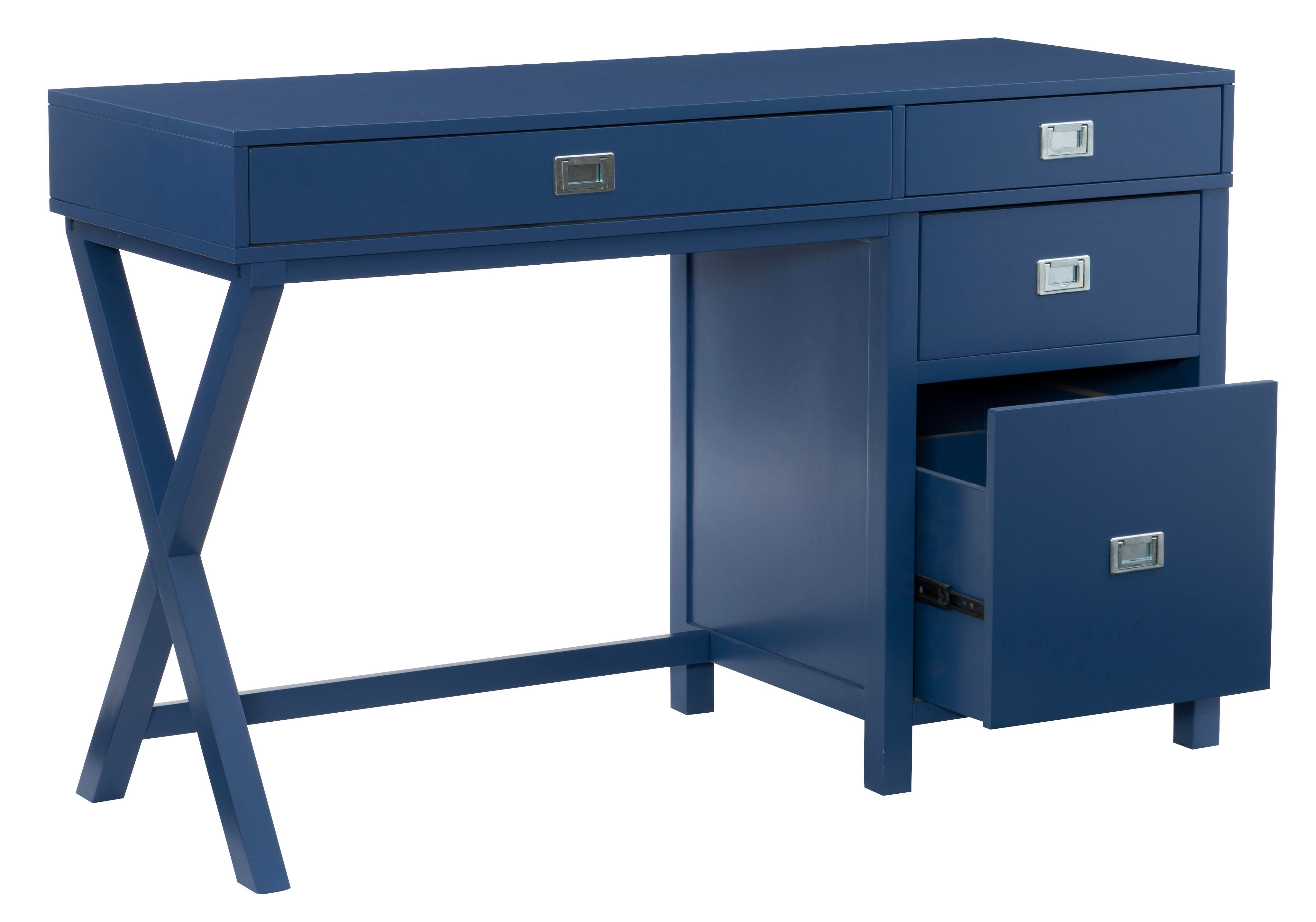 Linon Paige Side Storage Desk, Navy, large