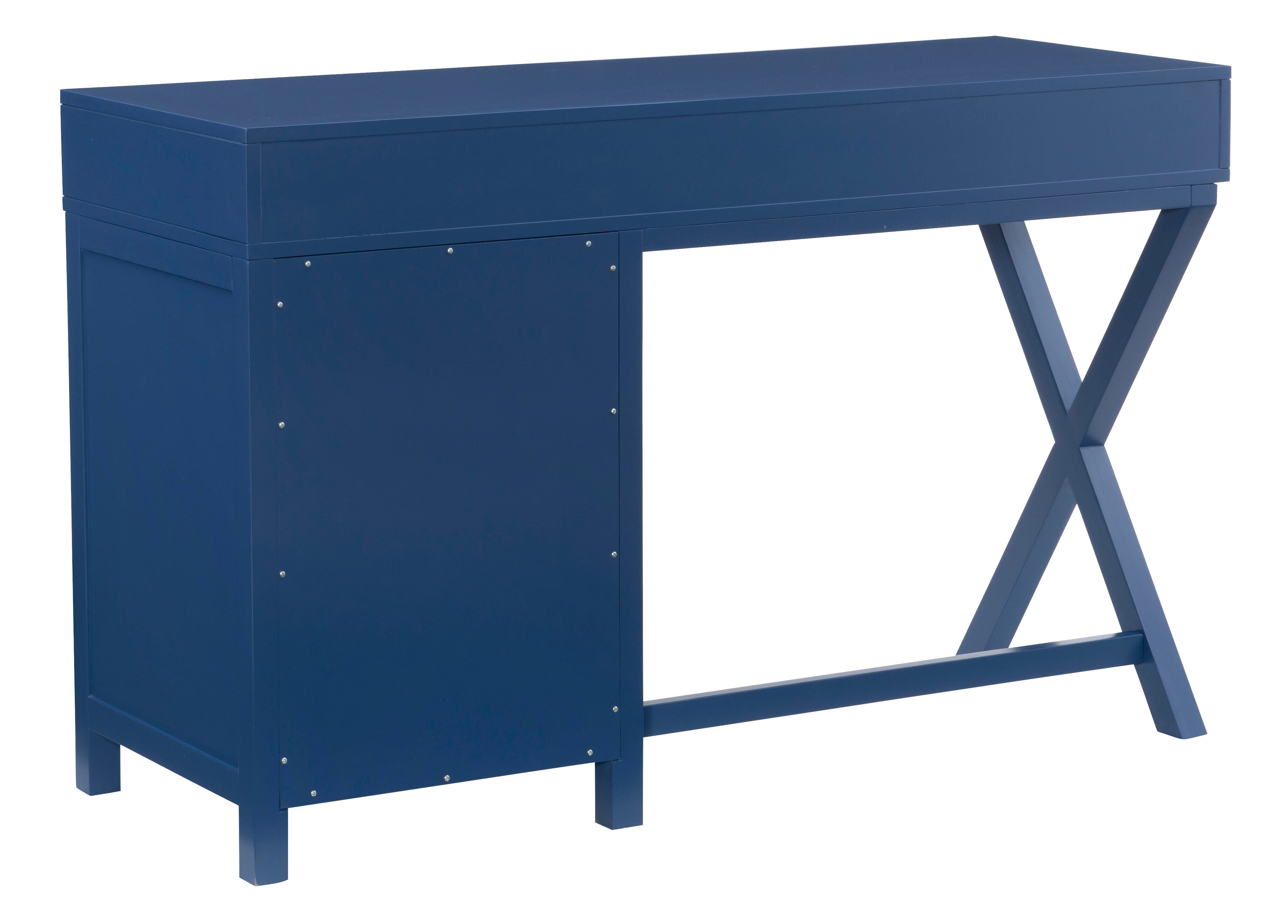 Linon Paige Side Storage Desk, Navy, large