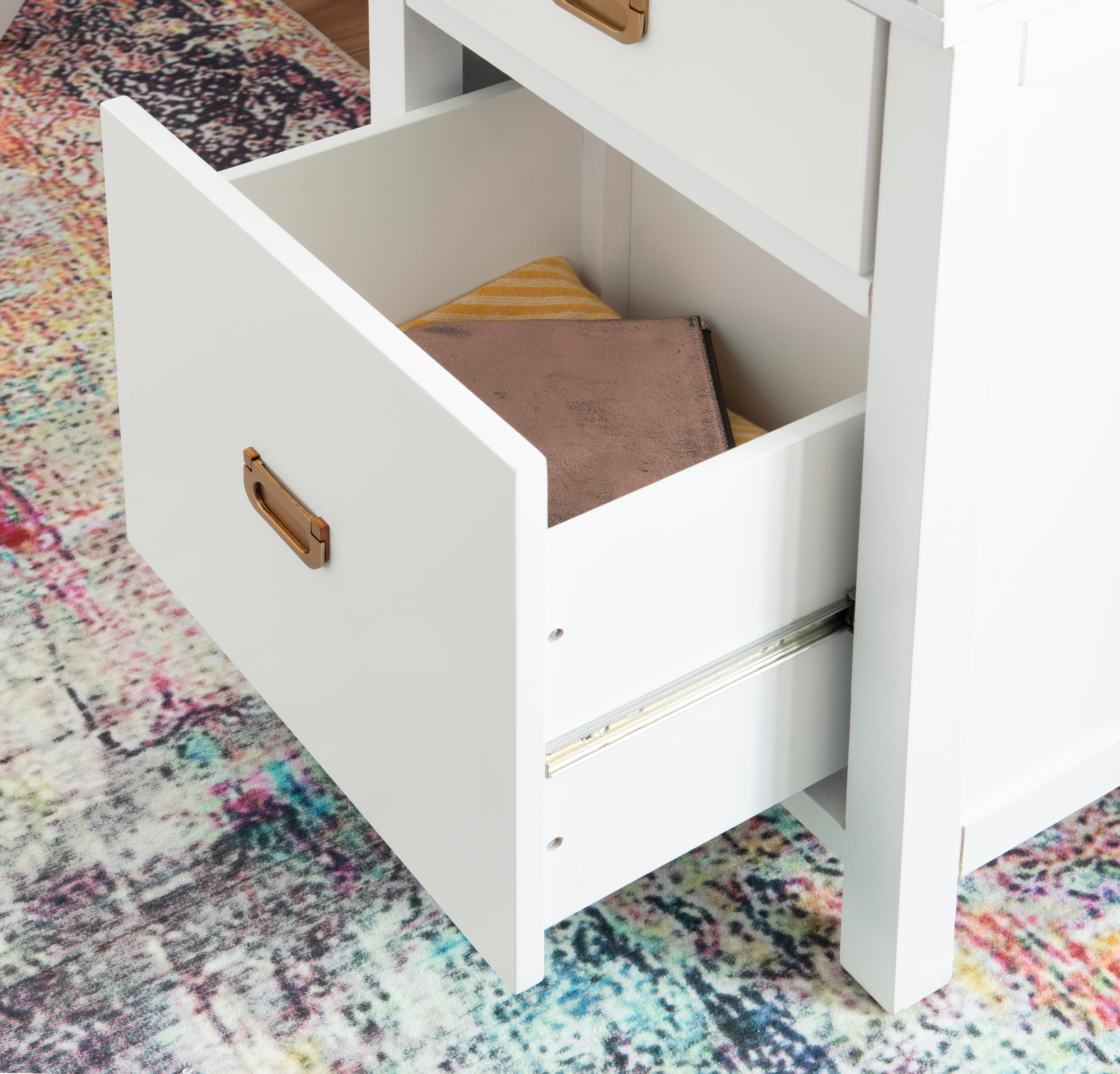 Linon Paige Side Storage Desk, White, large