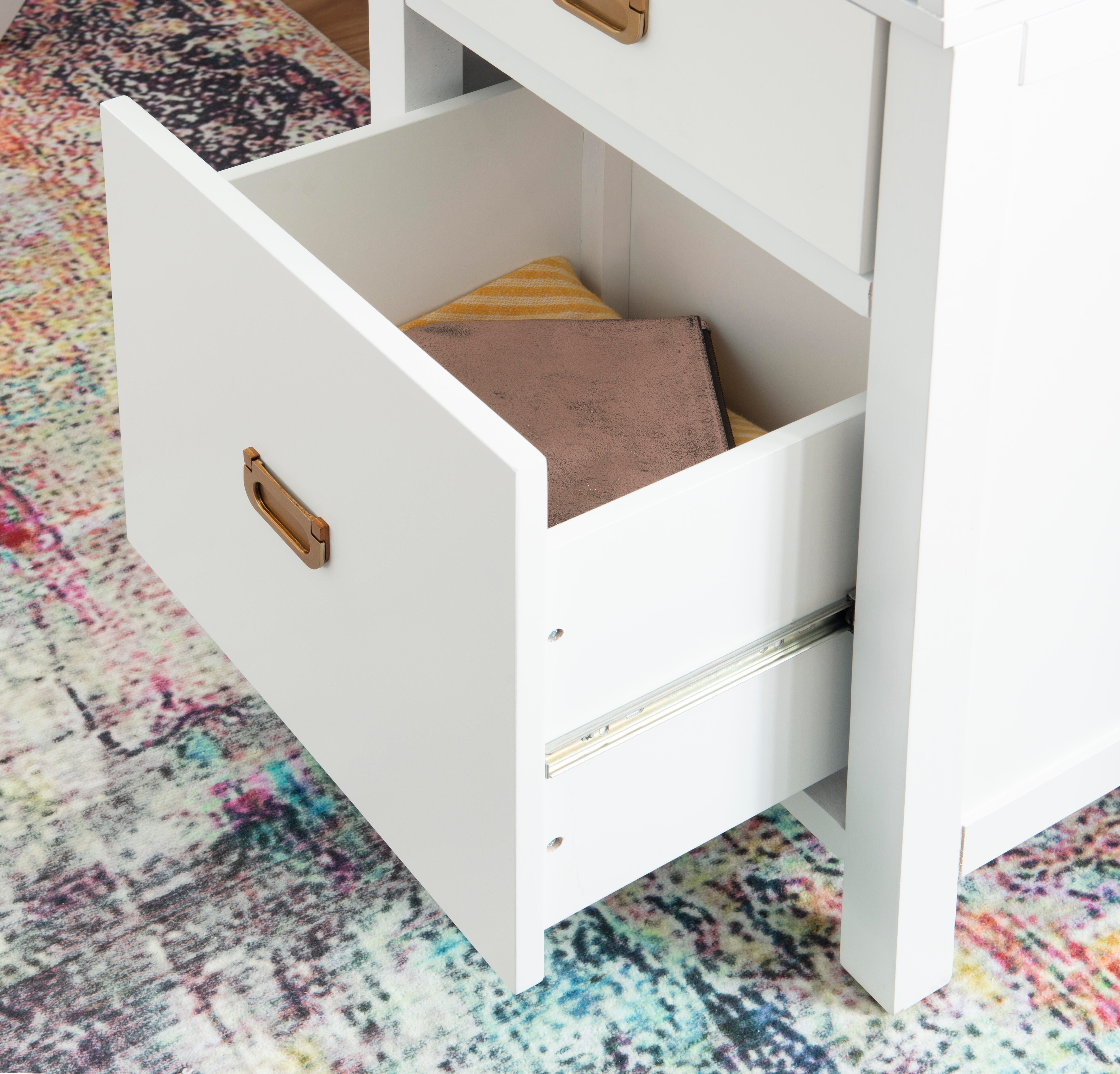 Linon Paige Side Storage Desk, White, large