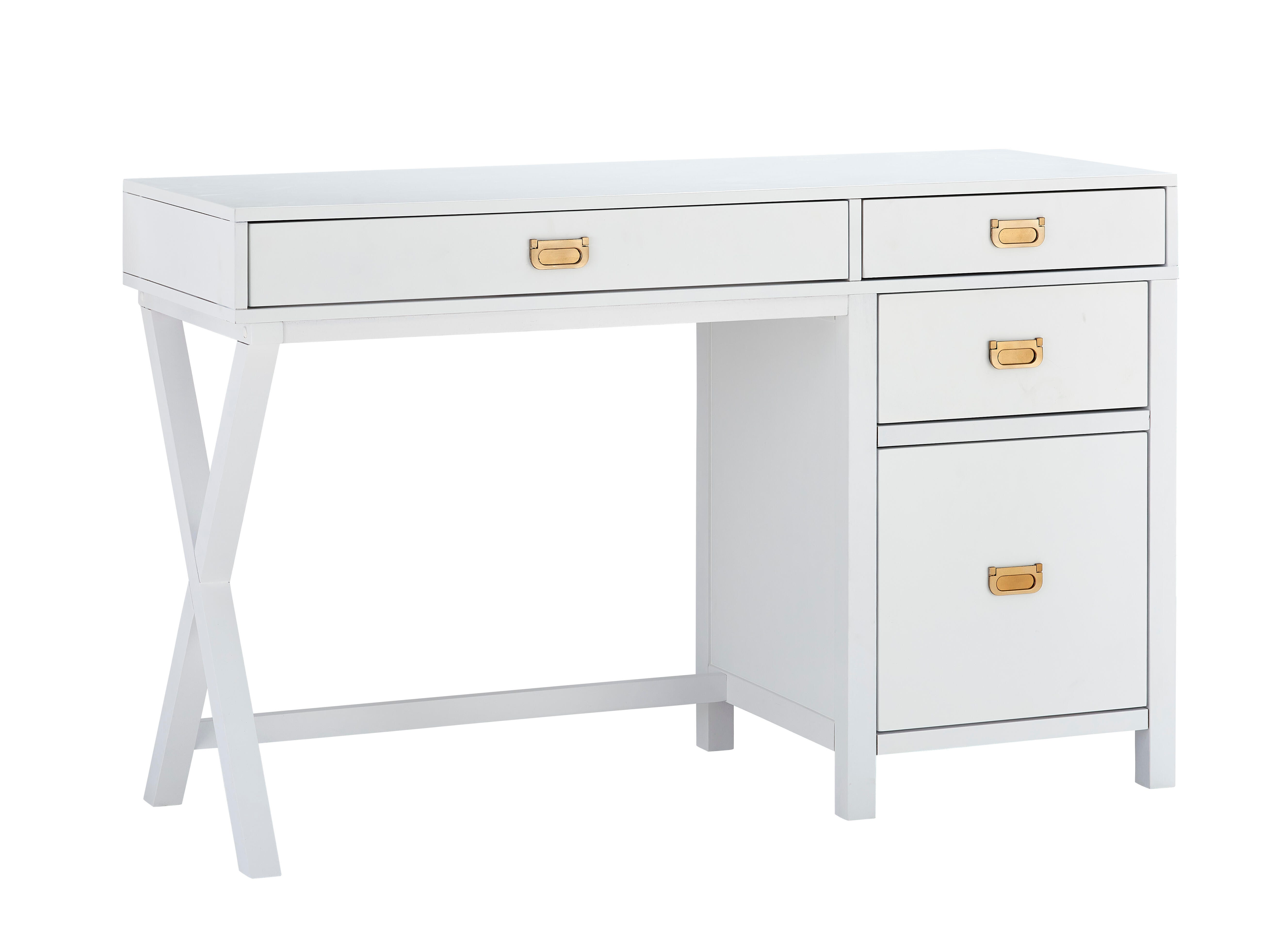 Linon Paige Side Storage Desk, White, large
