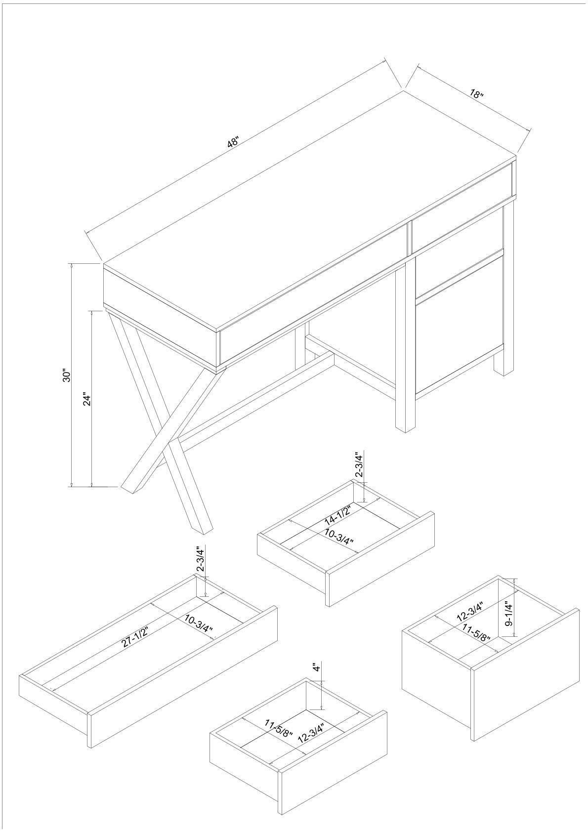 Linon Paige Side Storage Desk, White, large