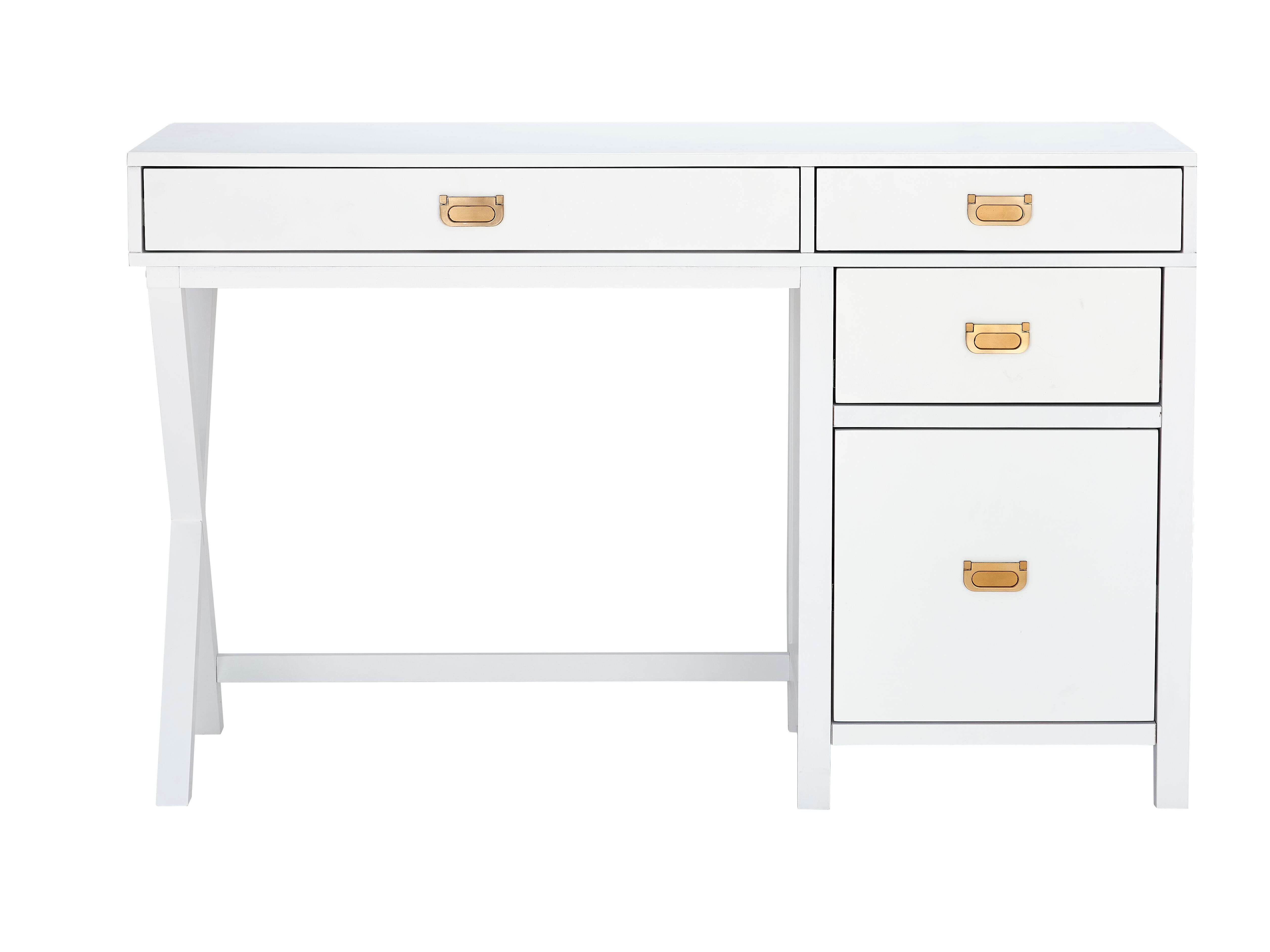 Linon Paige Side Storage Desk, White, large