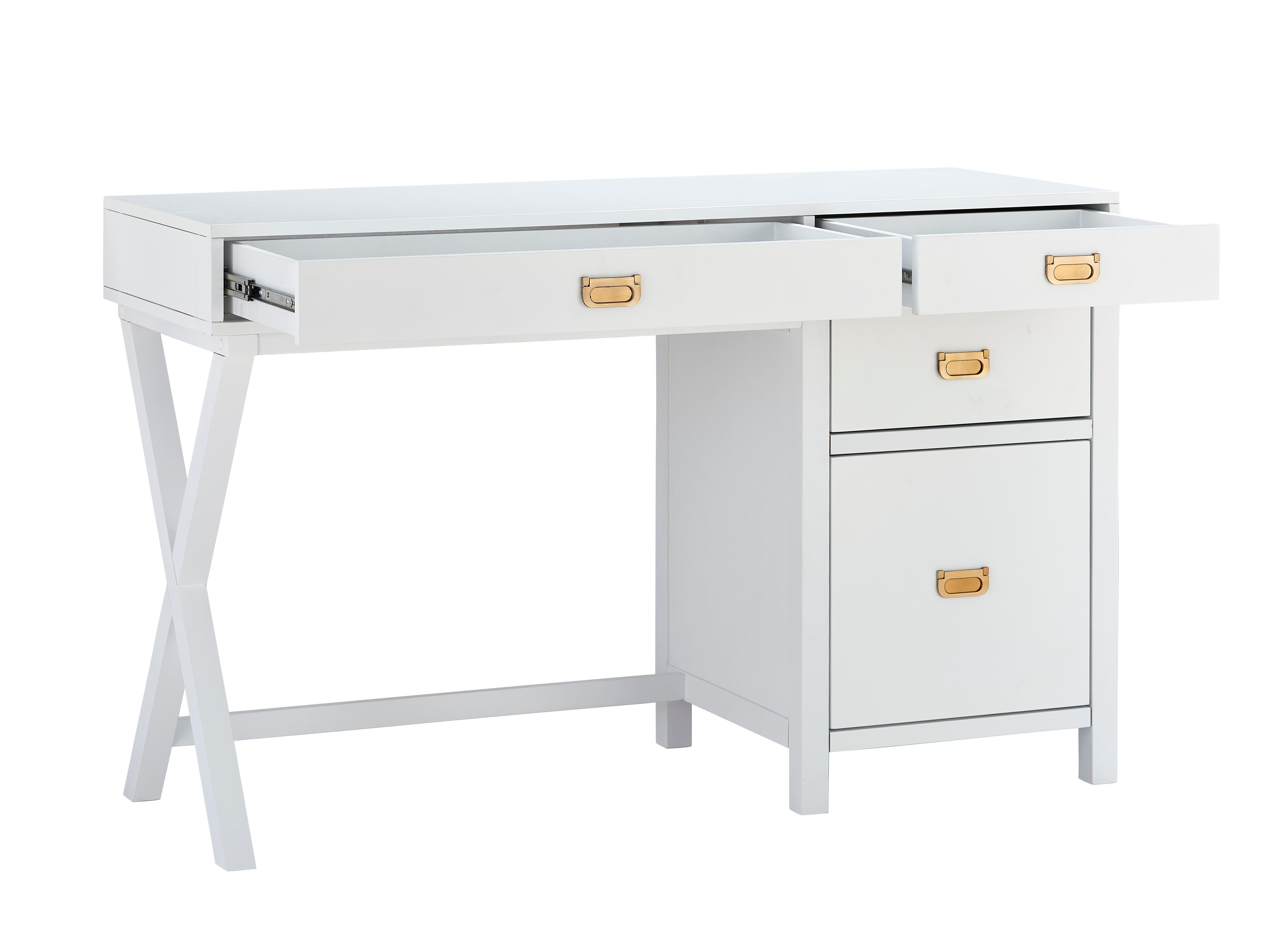 Linon Paige Side Storage Desk, White, large