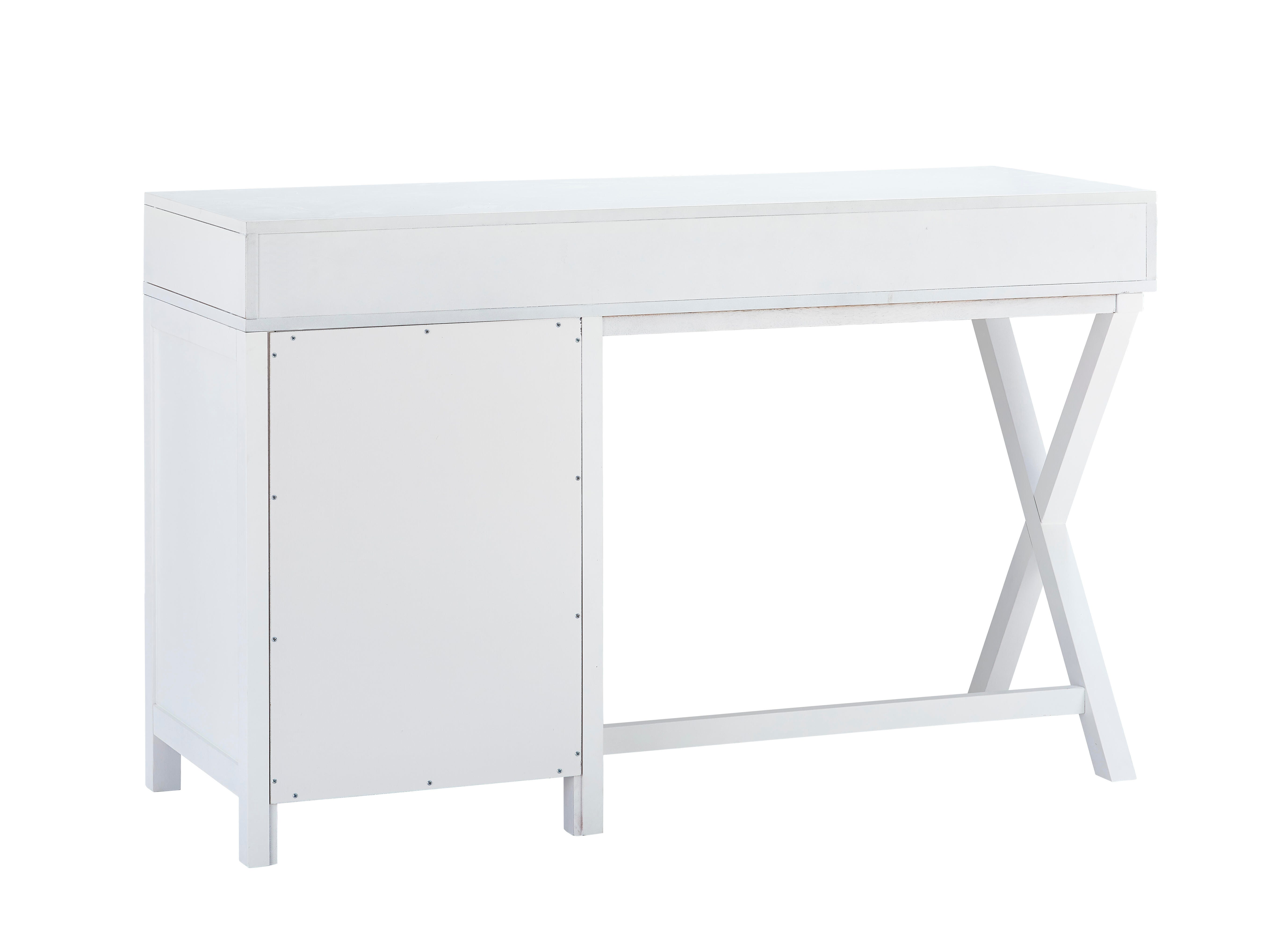 Linon Paige Side Storage Desk, White, large