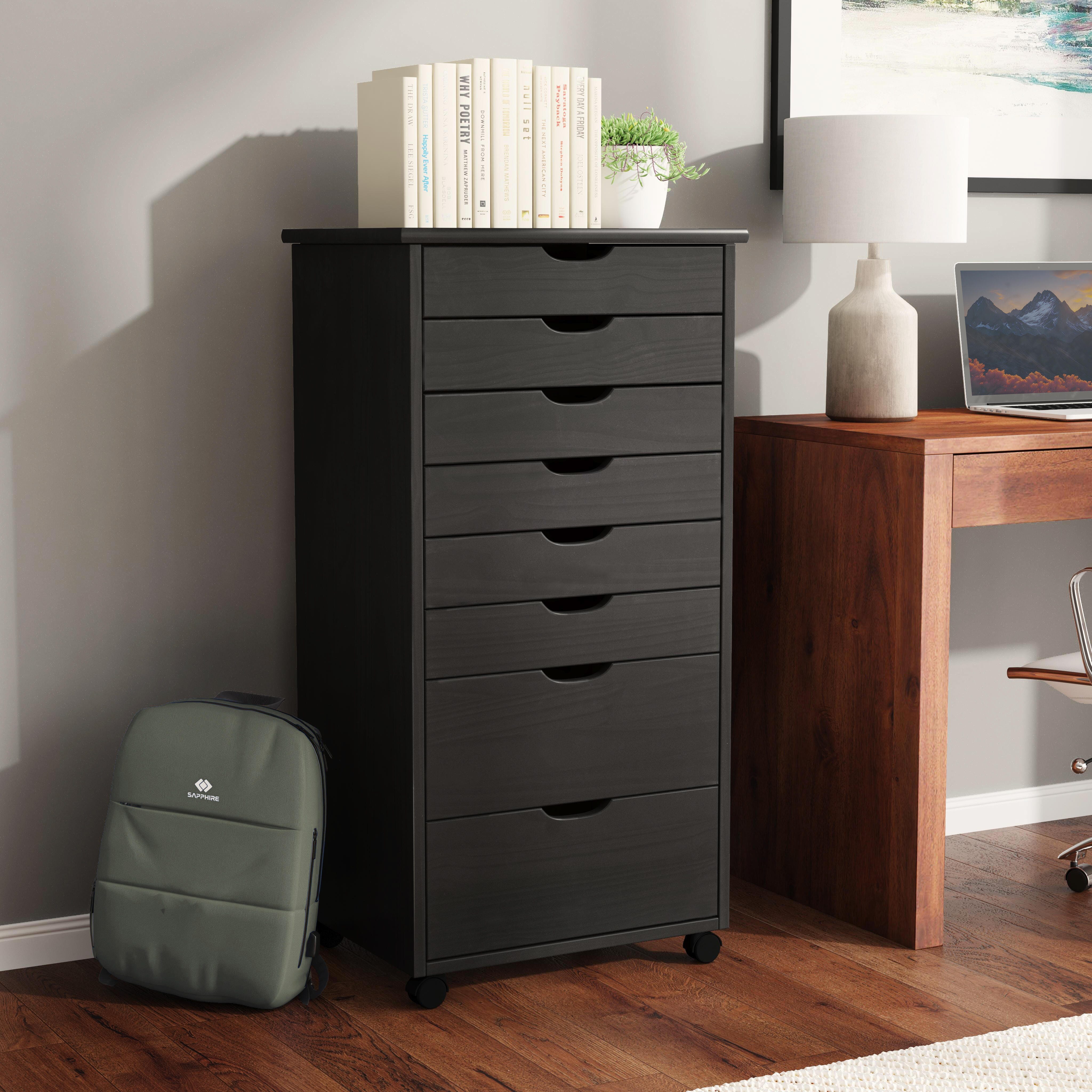Linon Boyd 8-Drawer Rolling Storage Cart, , large