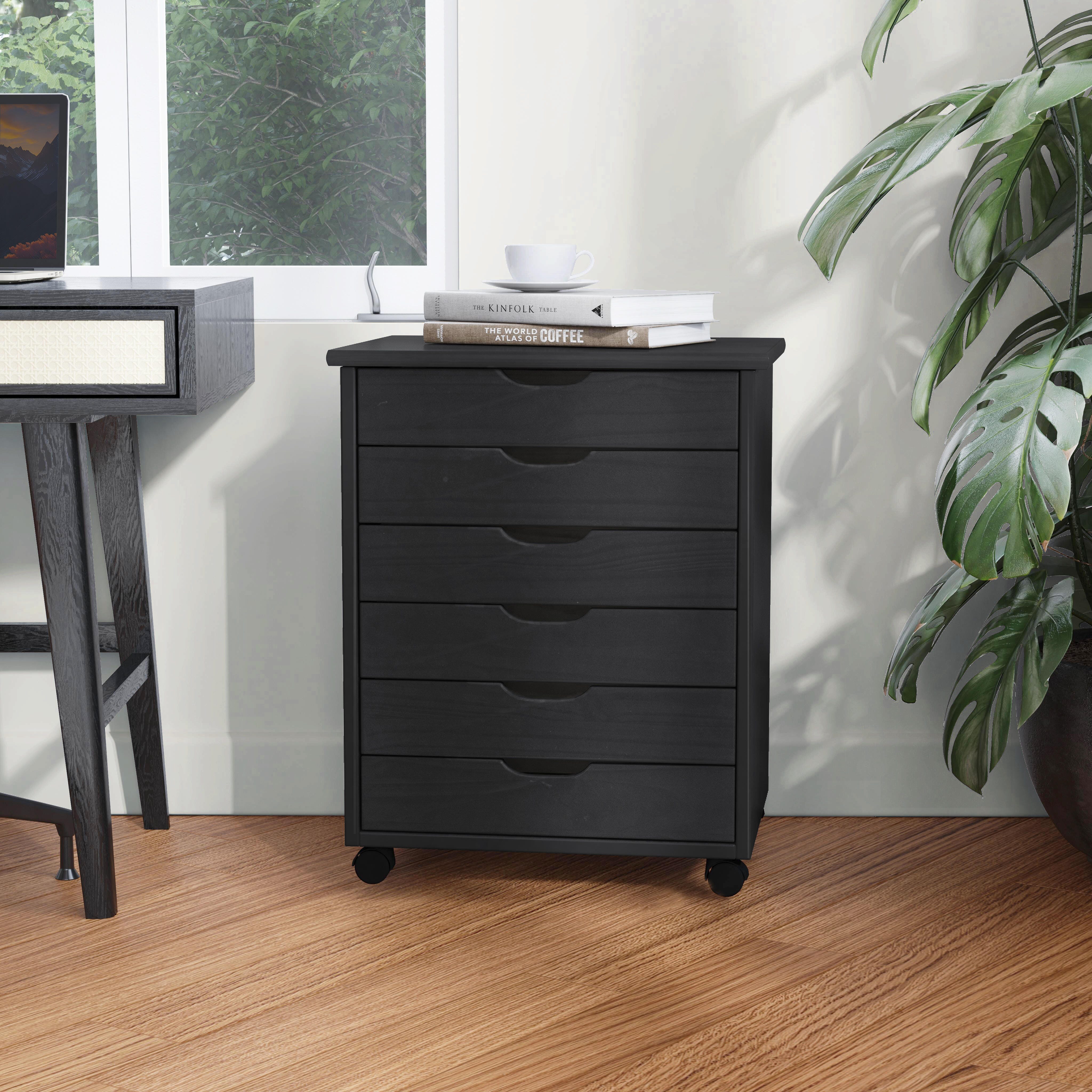 Linon Boyd 6-Drawer Wide Rolling Storage Cart, , large