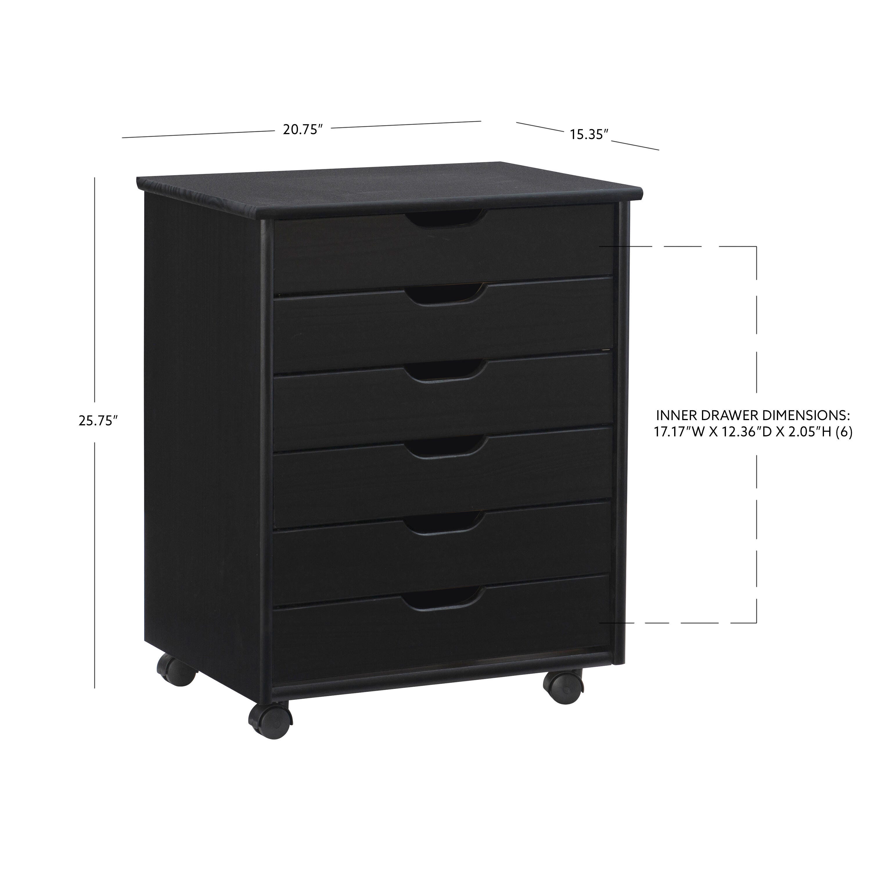 Linon Boyd 6-Drawer Wide Rolling Storage Cart, , large