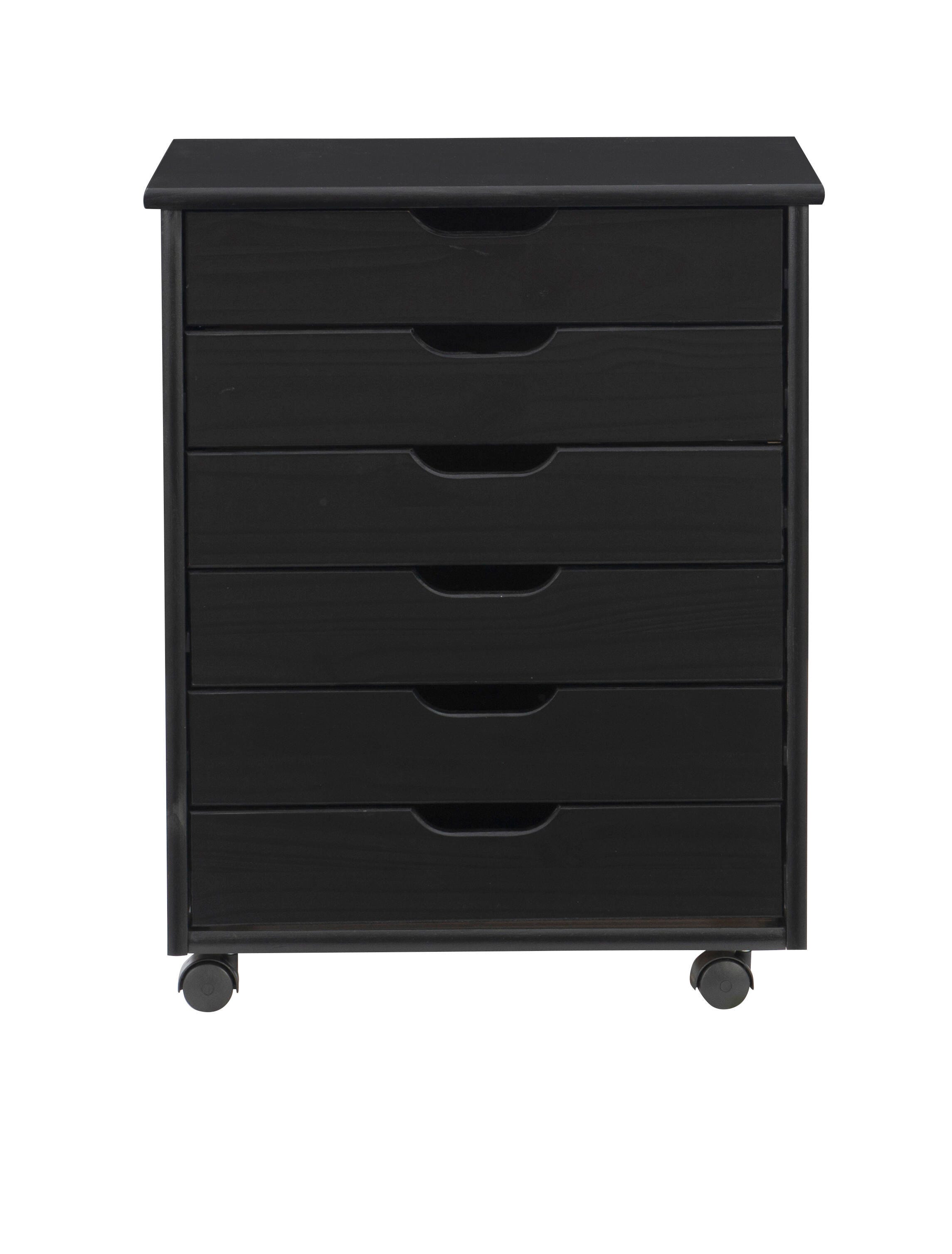 Linon Boyd 6-Drawer Wide Rolling Storage Cart, , large