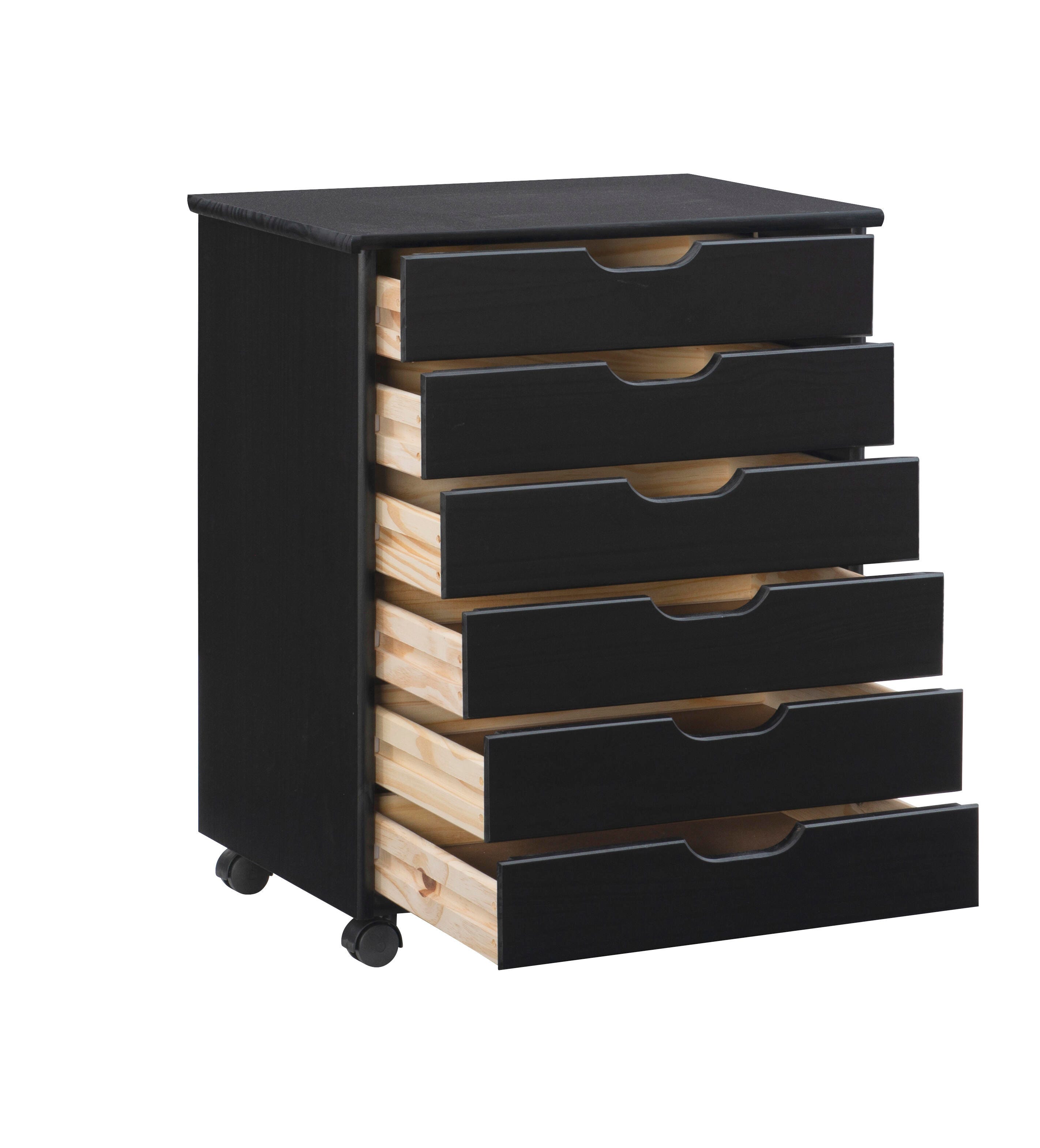 Linon Boyd 6-Drawer Wide Rolling Storage Cart, , large