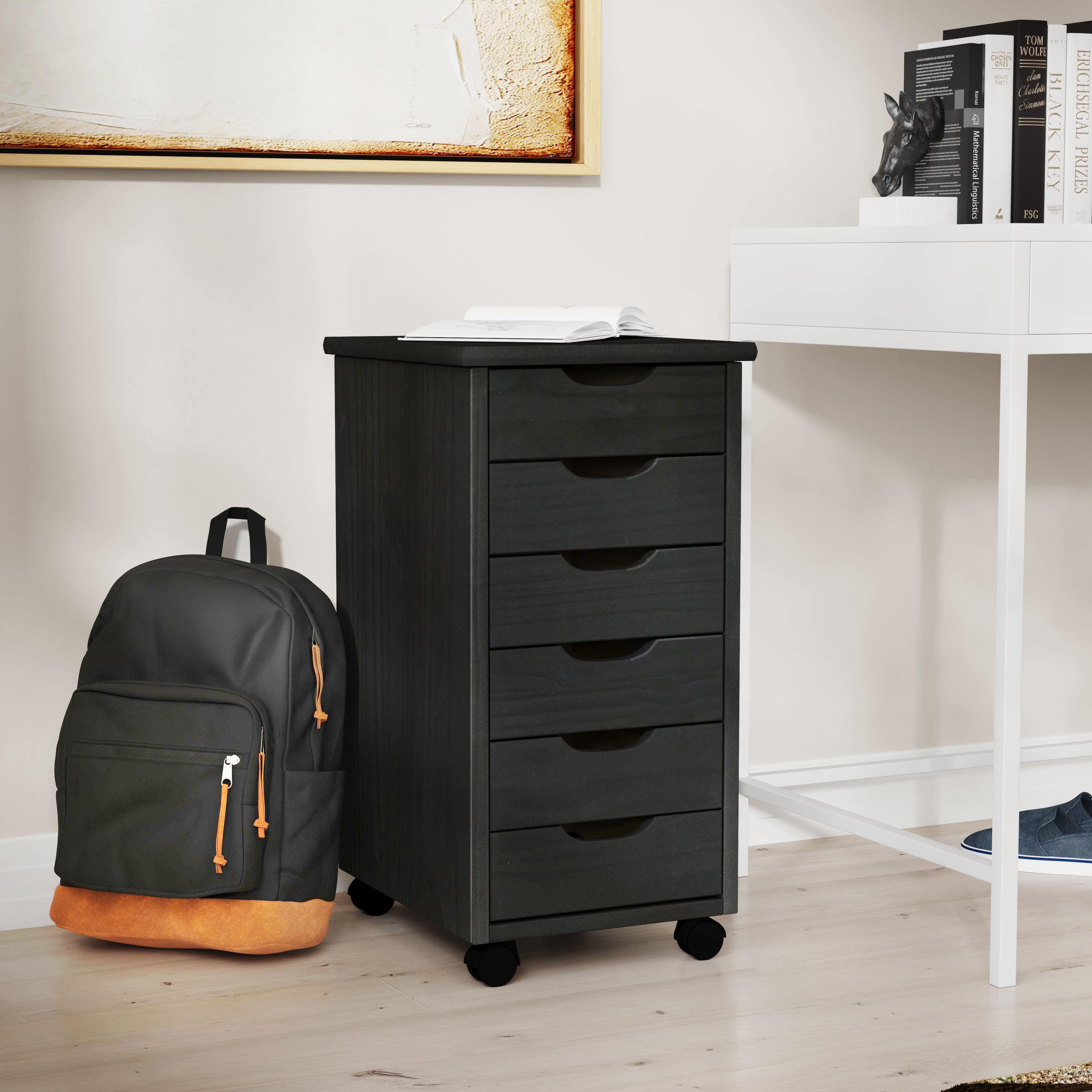 Linon Boyd 6-Drawer Rolling Storage Cart, , large
