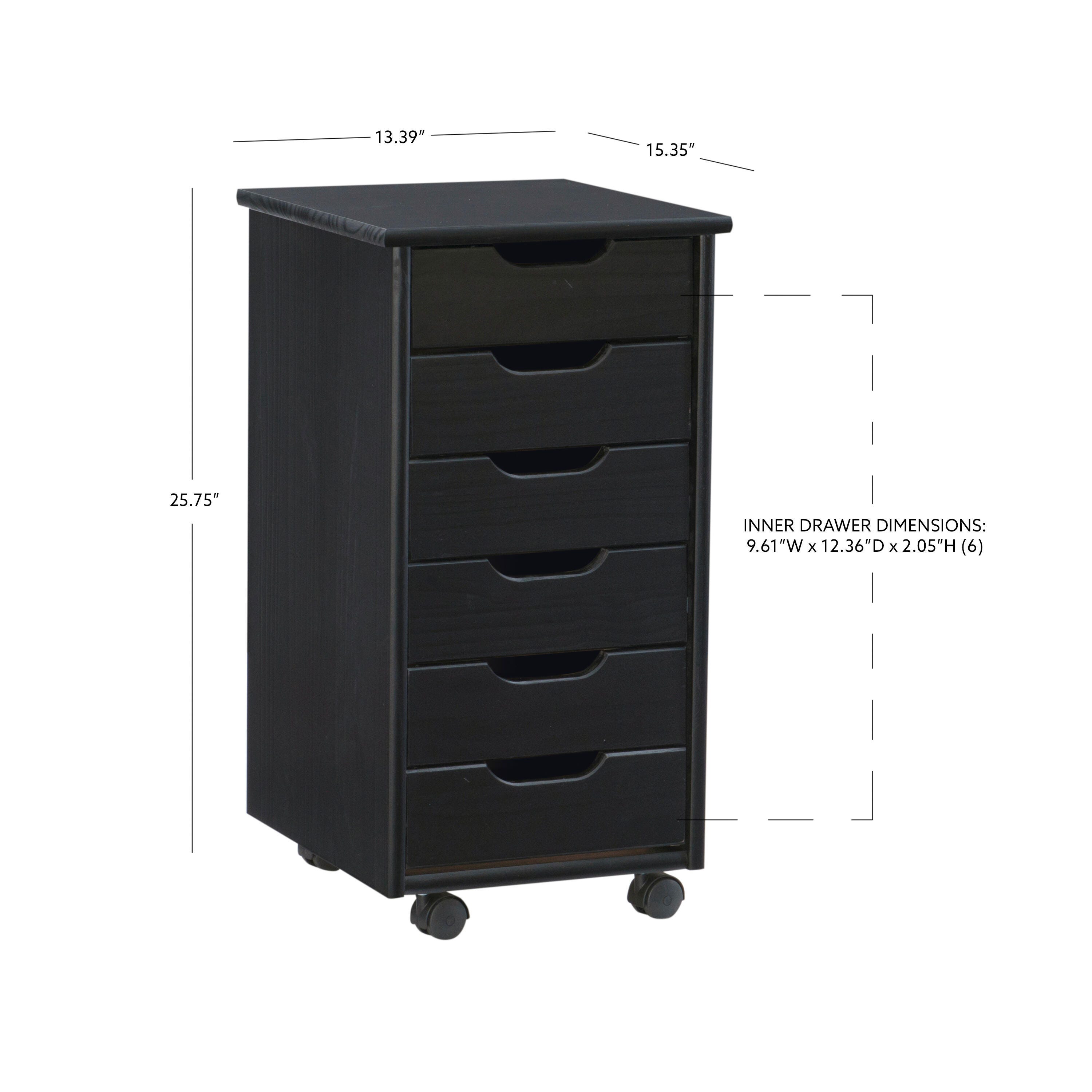 Linon Boyd 6-Drawer Rolling Storage Cart, , large