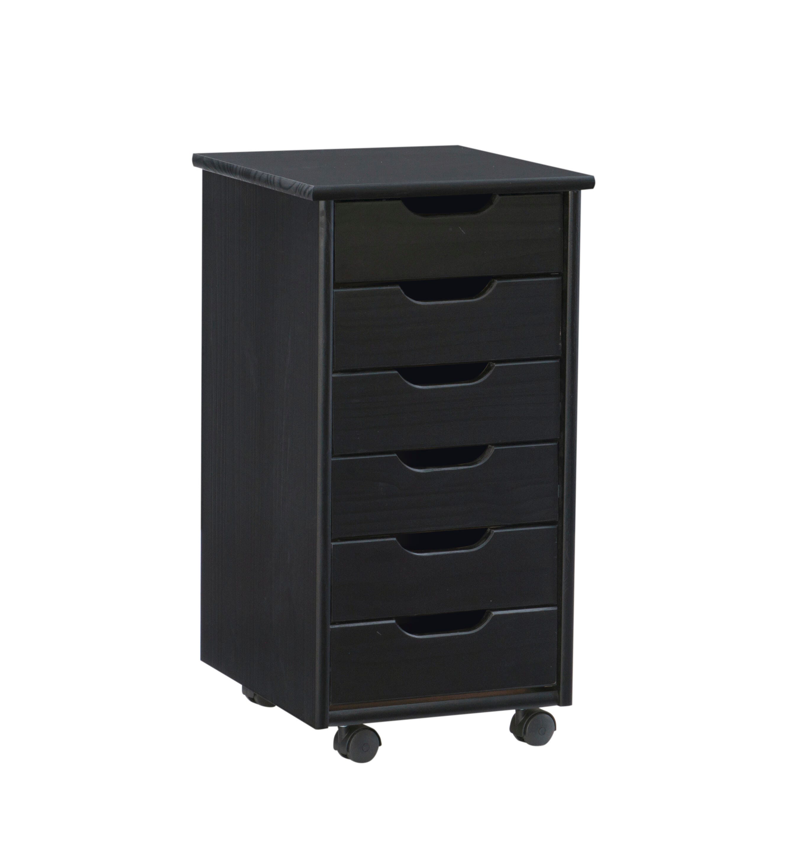 Linon Boyd 6-Drawer Rolling Storage Cart, , large