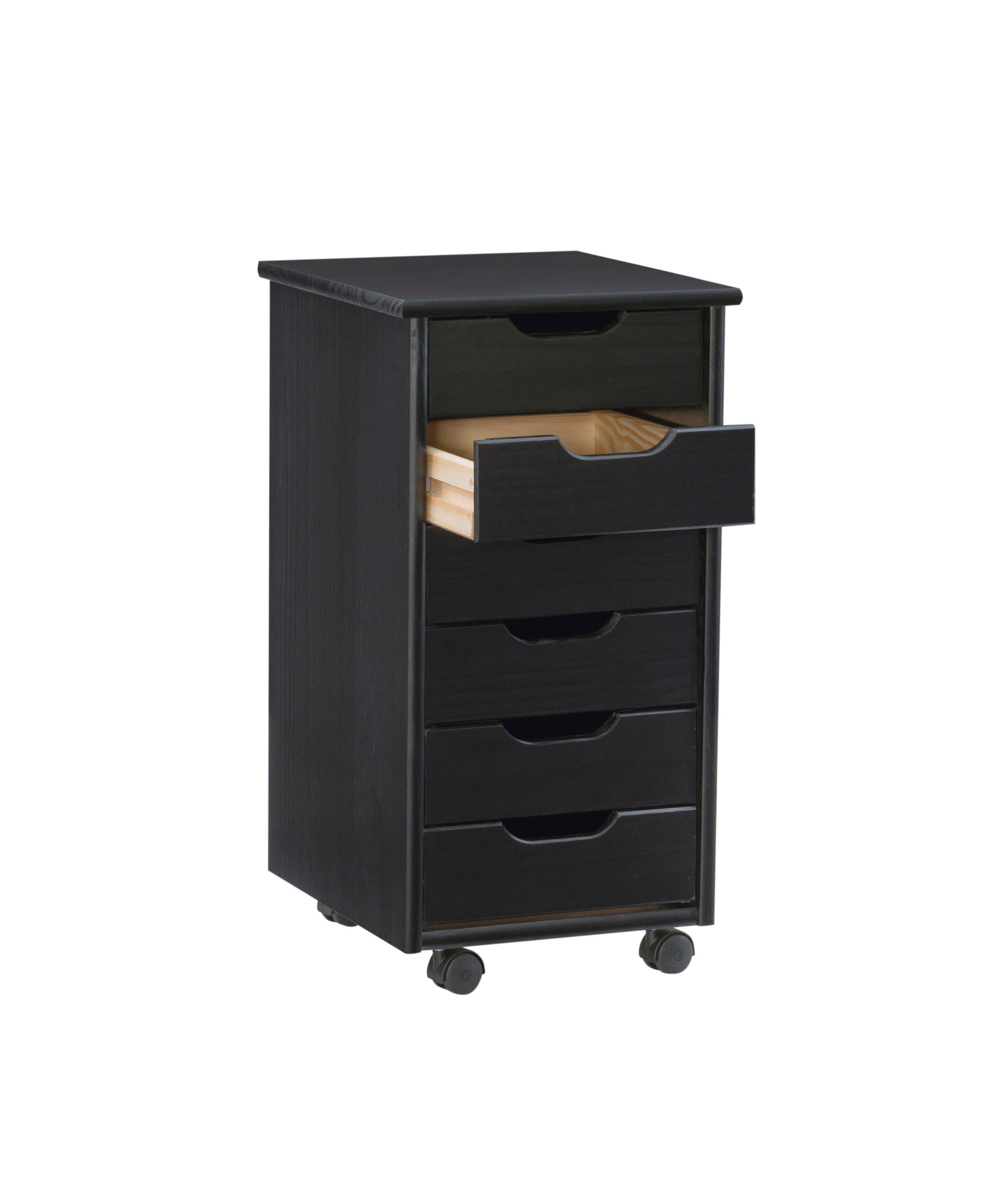 Linon Boyd 6-Drawer Rolling Storage Cart, , large