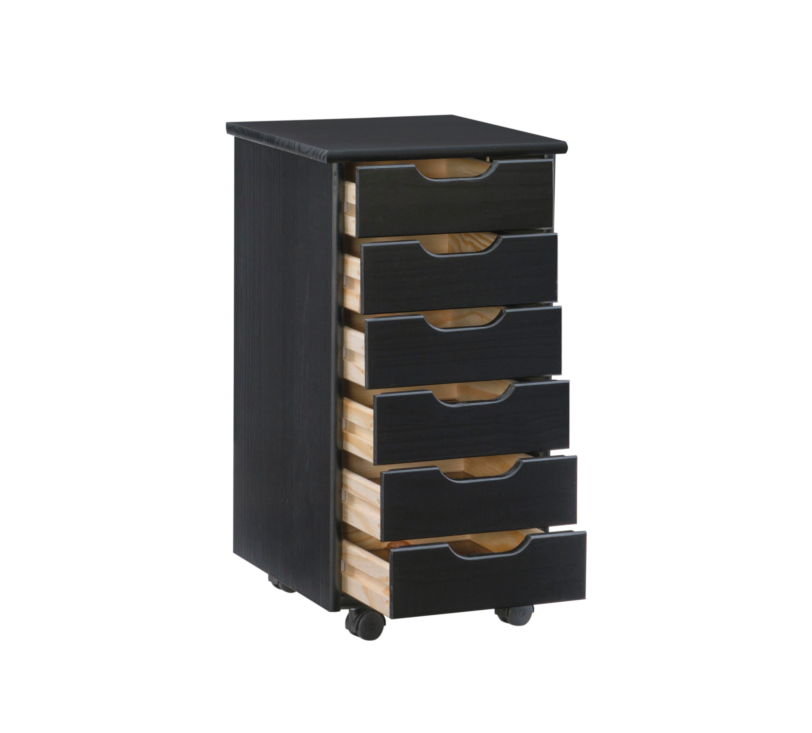 Linon Boyd 6-Drawer Rolling Storage Cart, , large