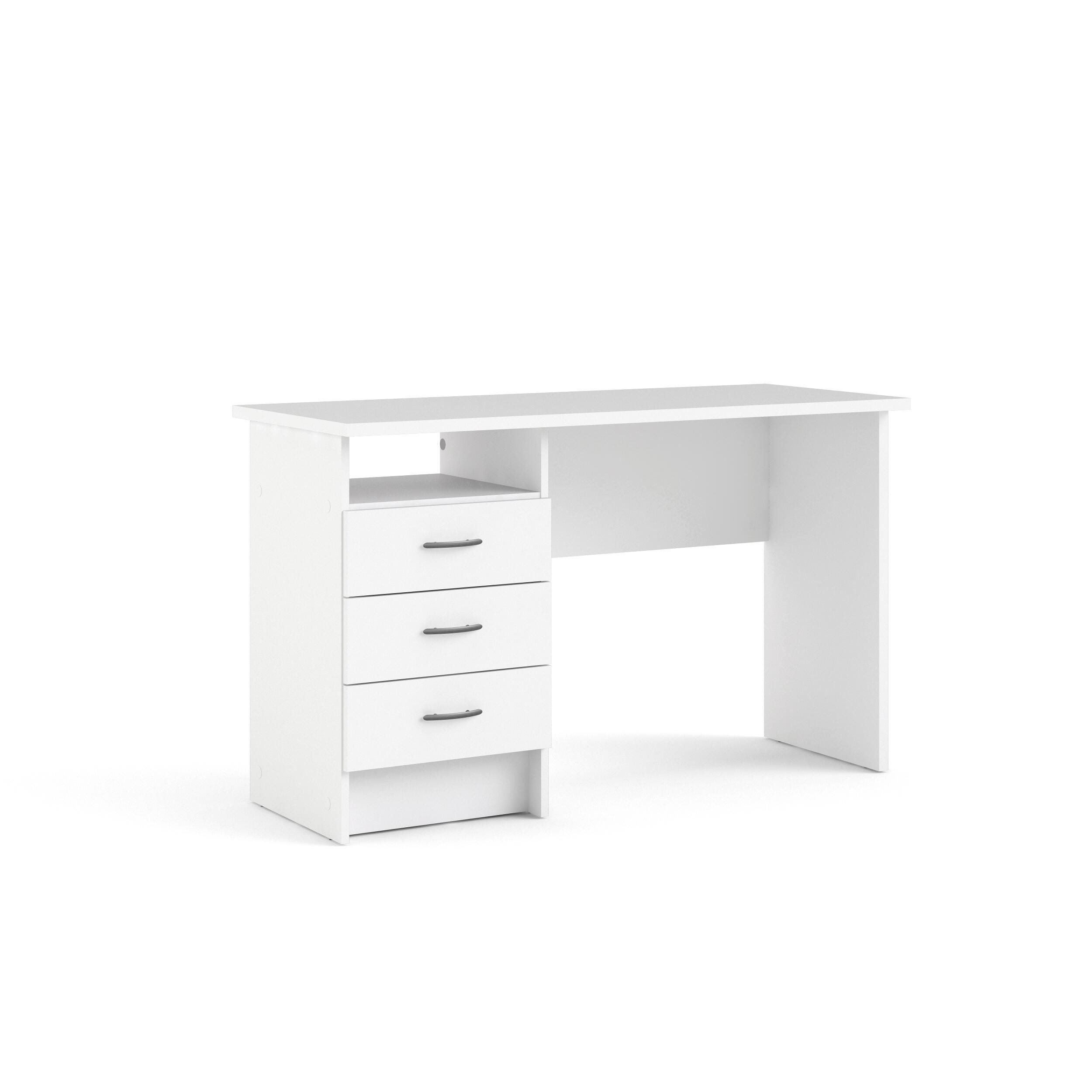 Whitman Desk with 3 Drawers, White, large