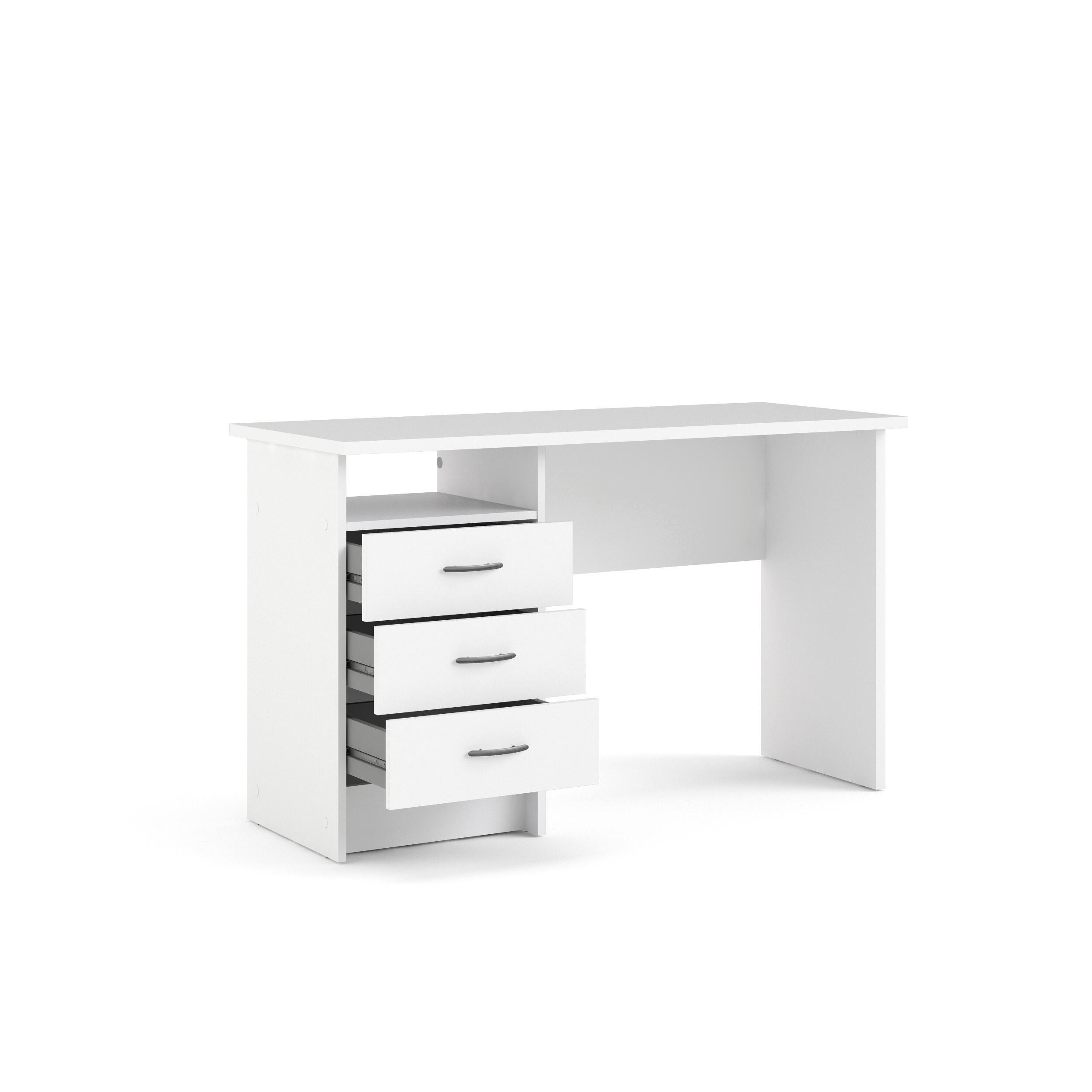 Whitman Desk with 3 Drawers, White, large