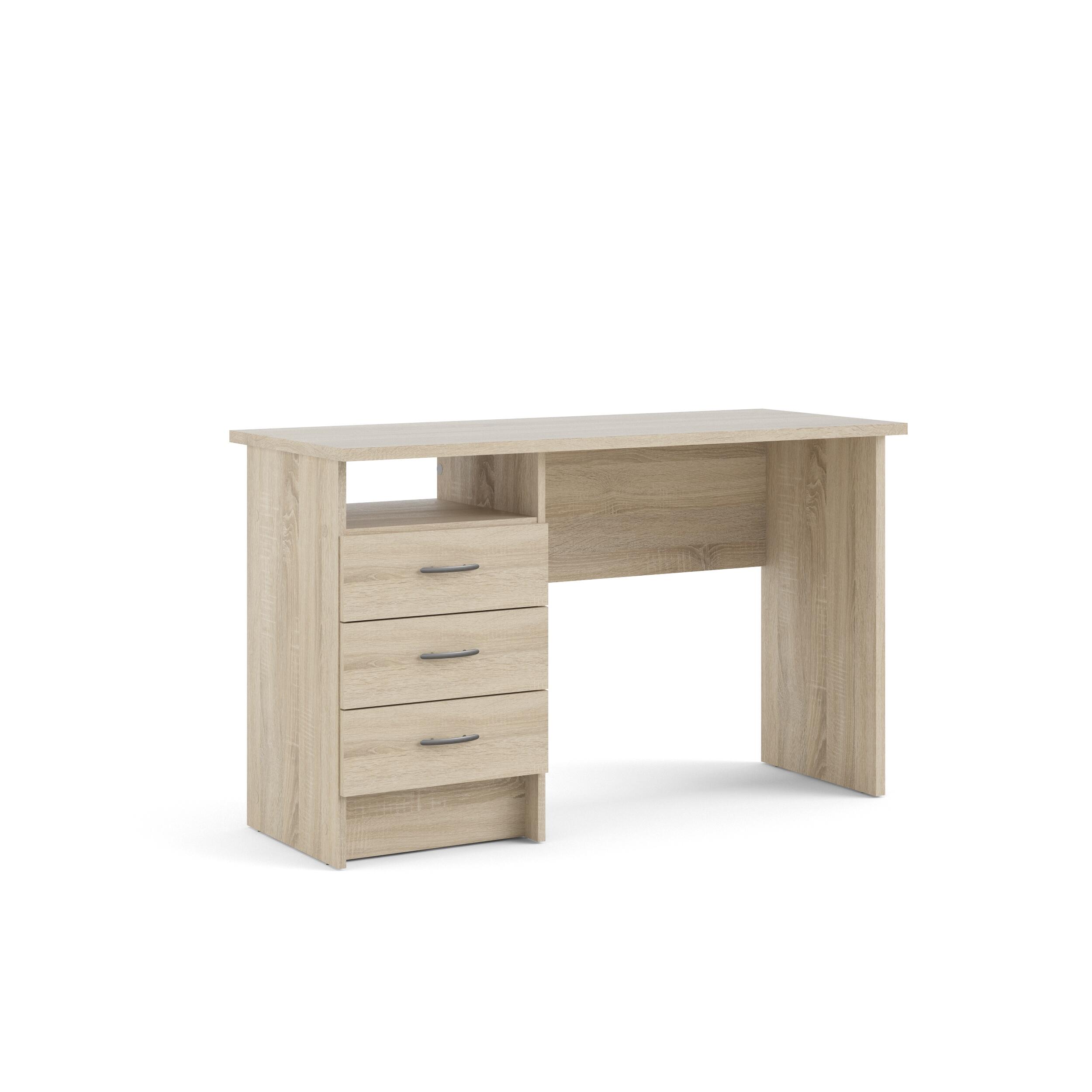 Whitman Desk with 3 Drawers, Brown, large