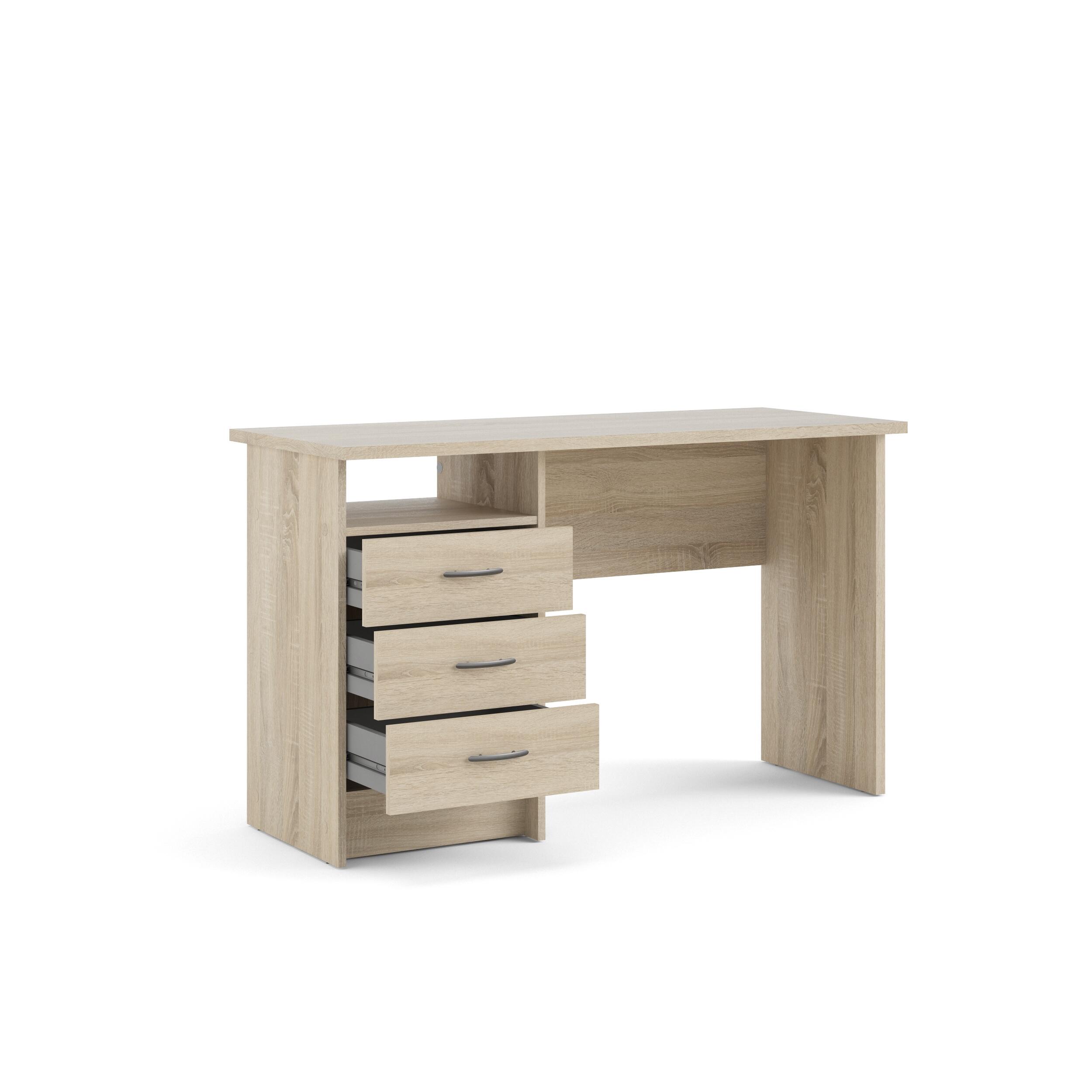Whitman Desk with 3 Drawers, Brown, large
