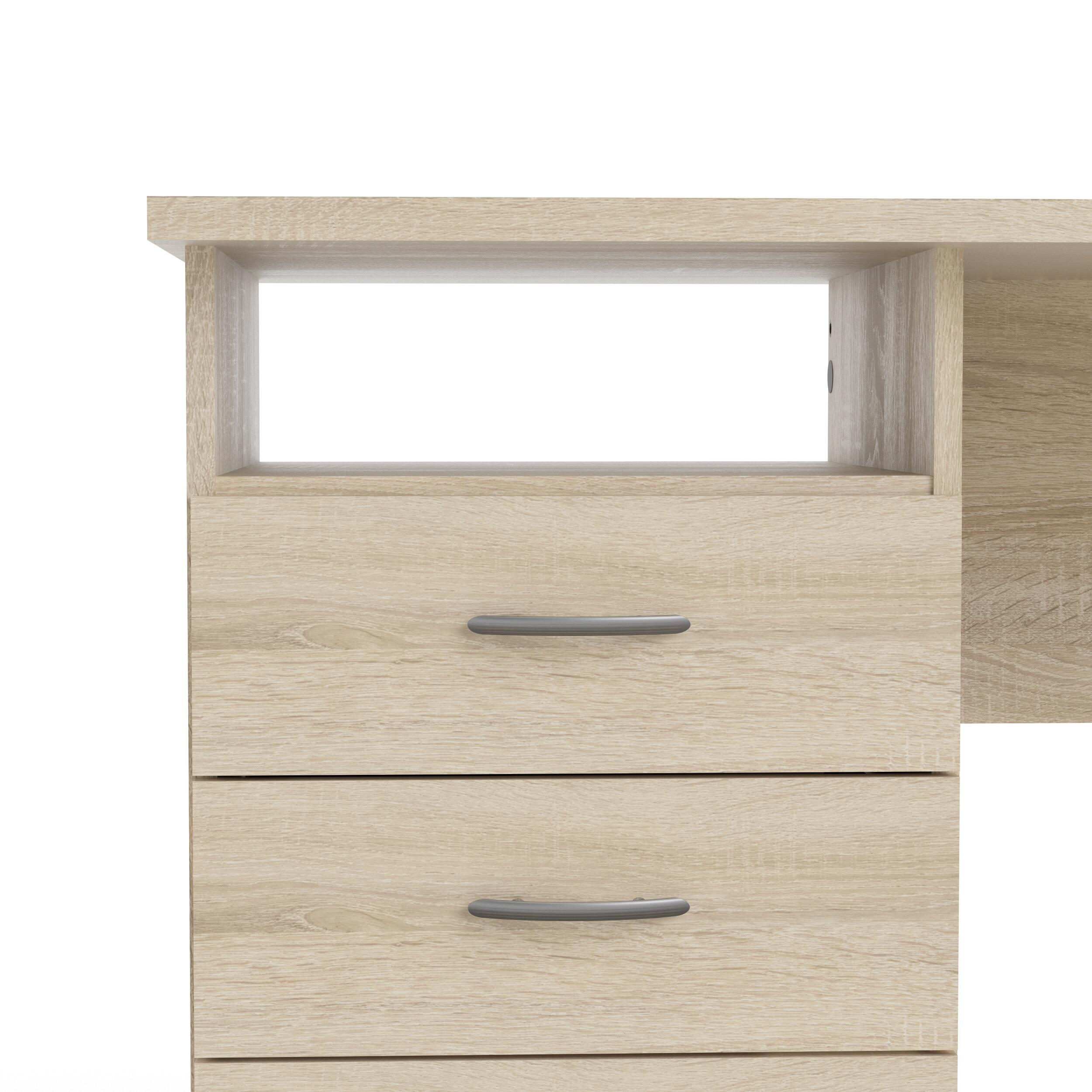 Whitman Desk with 3 Drawers, Brown, large