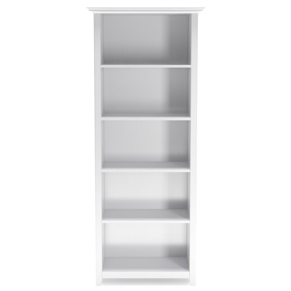 Simpli Home Amherst 70" Wooden Transitional 5-Shelf Bookcase, White, large