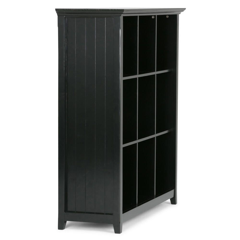 Simpli Home Acadian Wooden Rustic 9-Cube Bookcase, Black, large