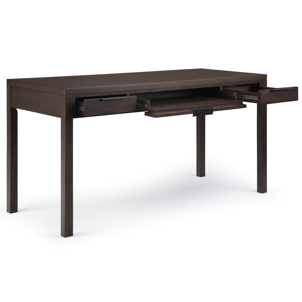 Simpli Home Hollander 60" Contemporary Desk, Brown/Dark Brown, large