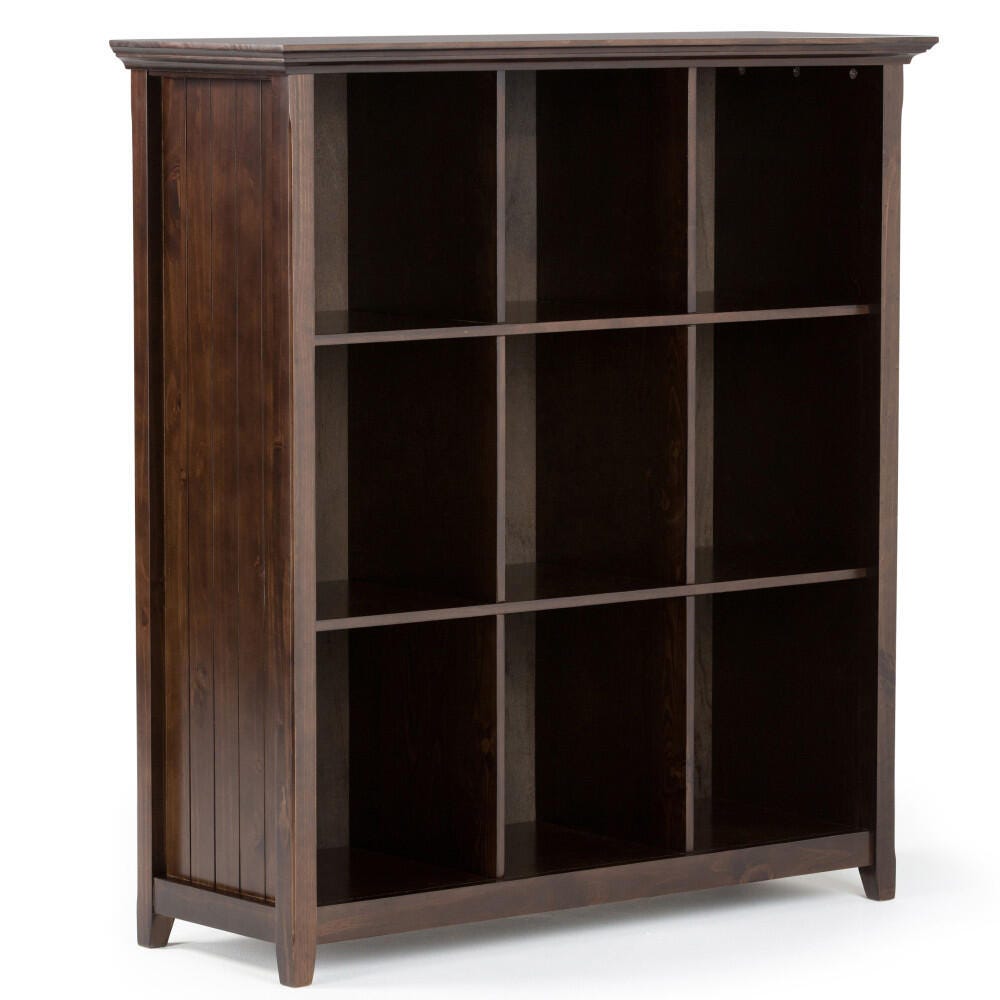 Simpli Home Acadian Rustic 9 Cube Bookcase and Storage Unit, Brown, large