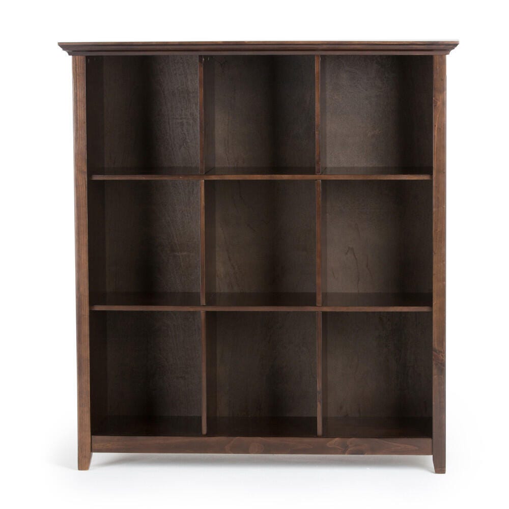 Simpli Home Acadian Rustic 9 Cube Bookcase and Storage Unit, Brown, large