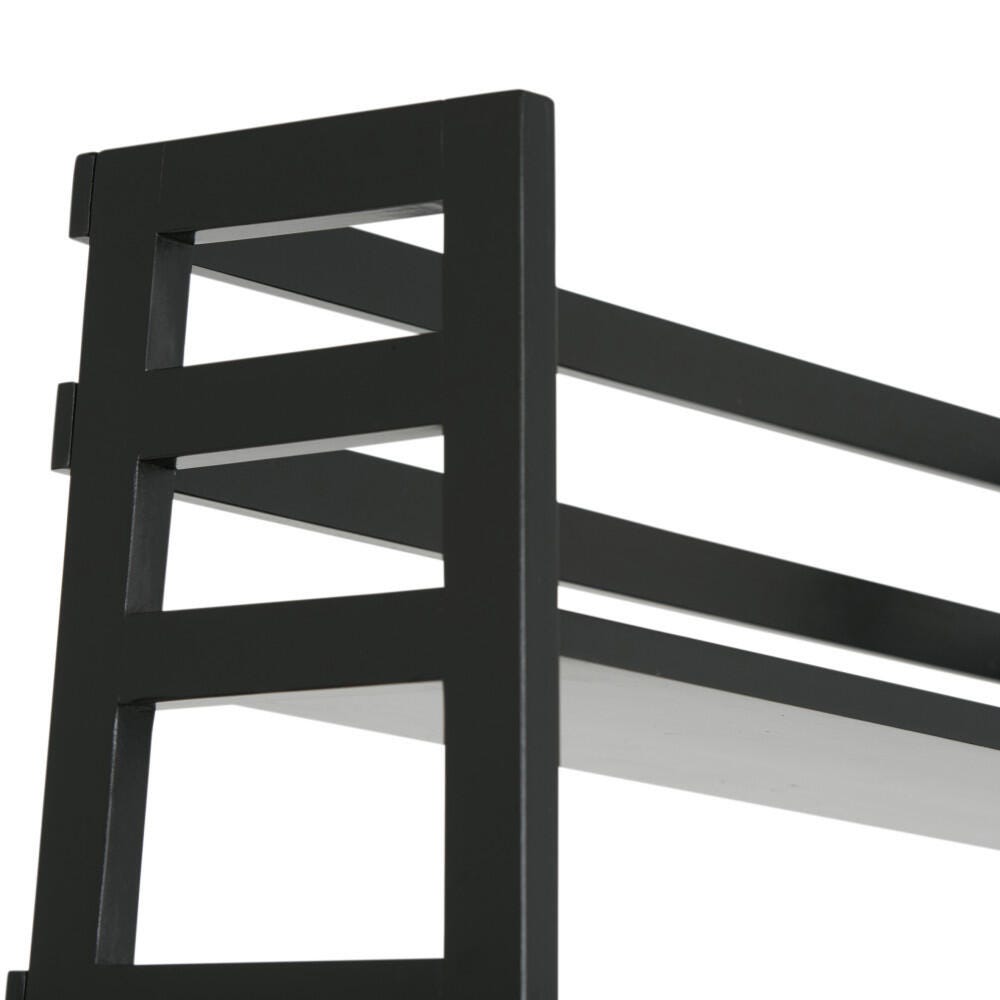 Simpli Home Acadian 63" Wooden Rustic Ladder Bookcase, Black, large