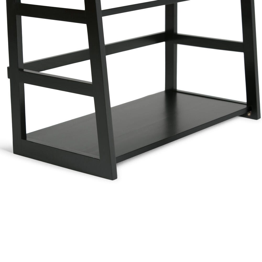 Simpli Home Acadian 63" Wooden Rustic Ladder Bookcase, Black, large