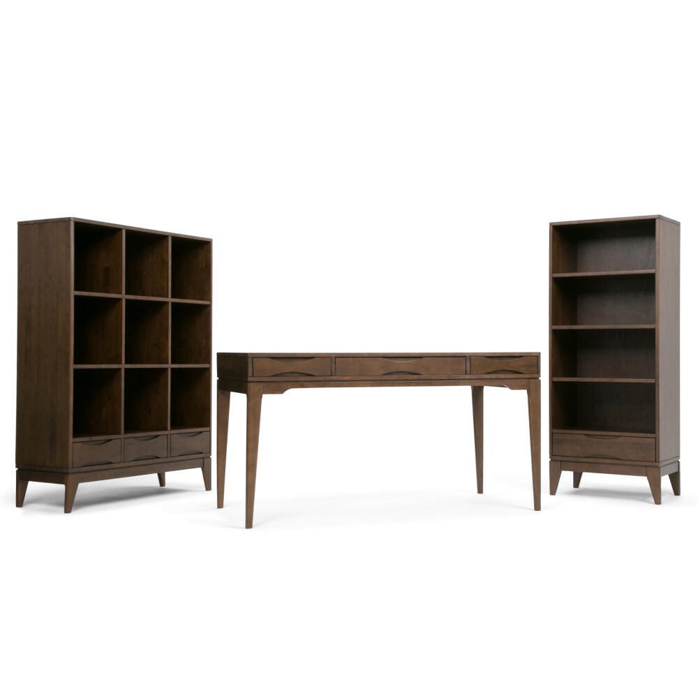 Simpli Home Harper 60" Bookcase with Storage, Brown, large