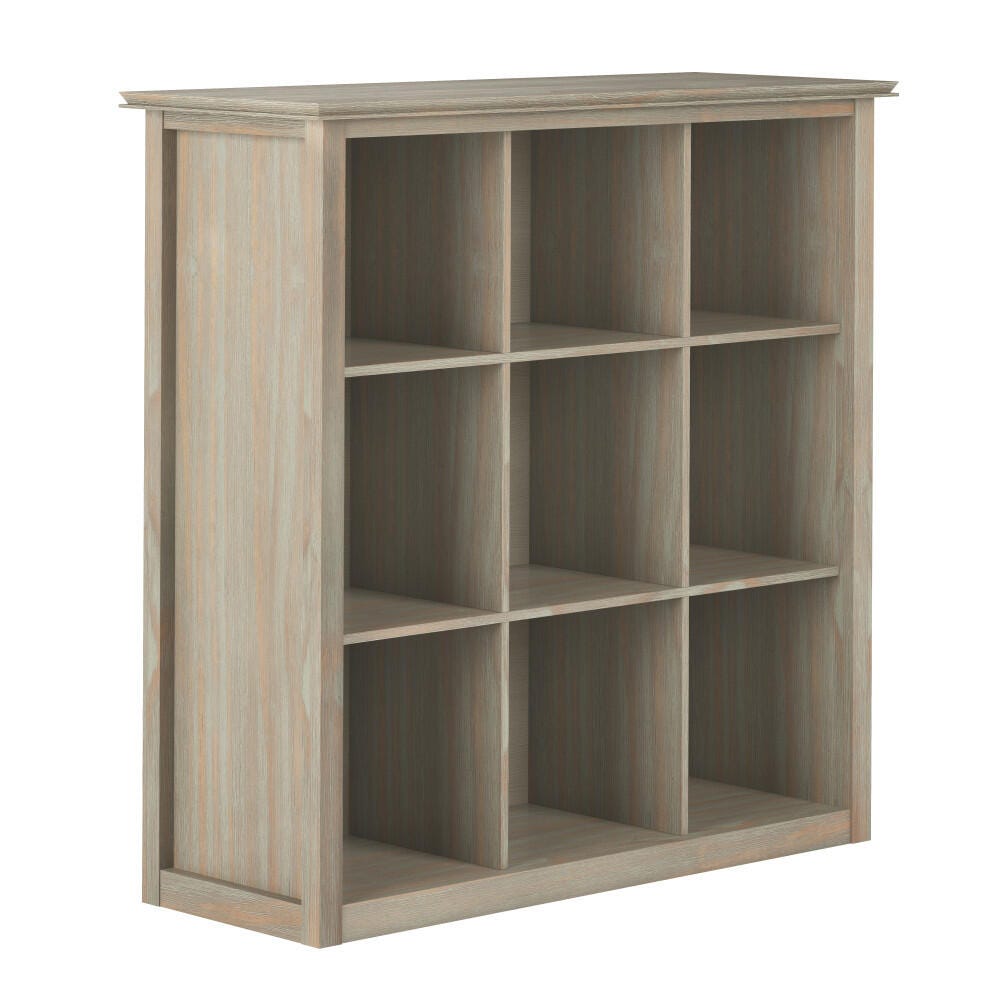 Simpli Home Artisan Wooden 9-Cube Bookcase and Storage Unit, Gray, large